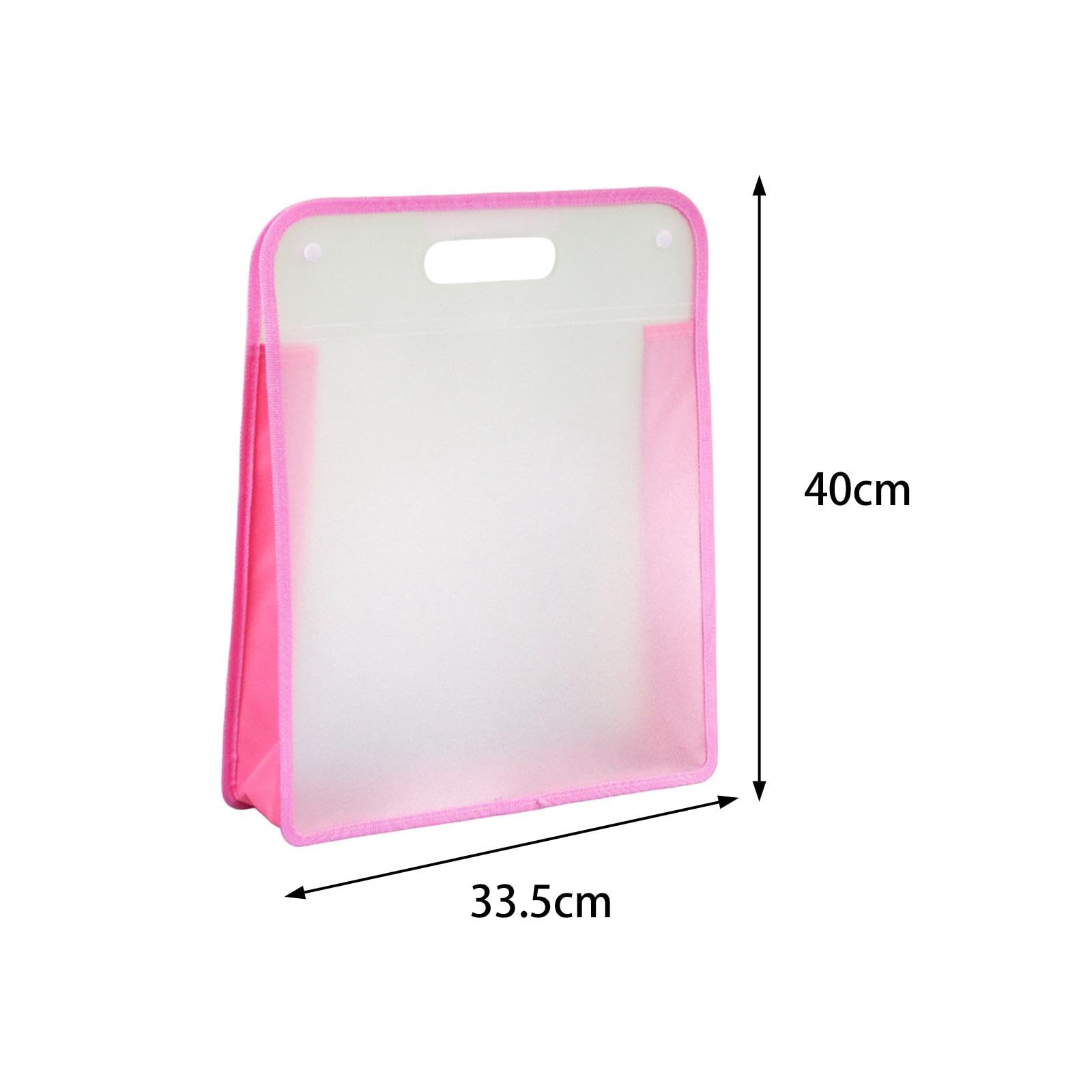 Clear Portable File Organizer Bag with Handle - Document Storage Bag for School, Travel, Home & Office - Art Portfolio Bag for Students & Kids - Perfect for Organizing Papers, Artwork & Supplies (Pink)