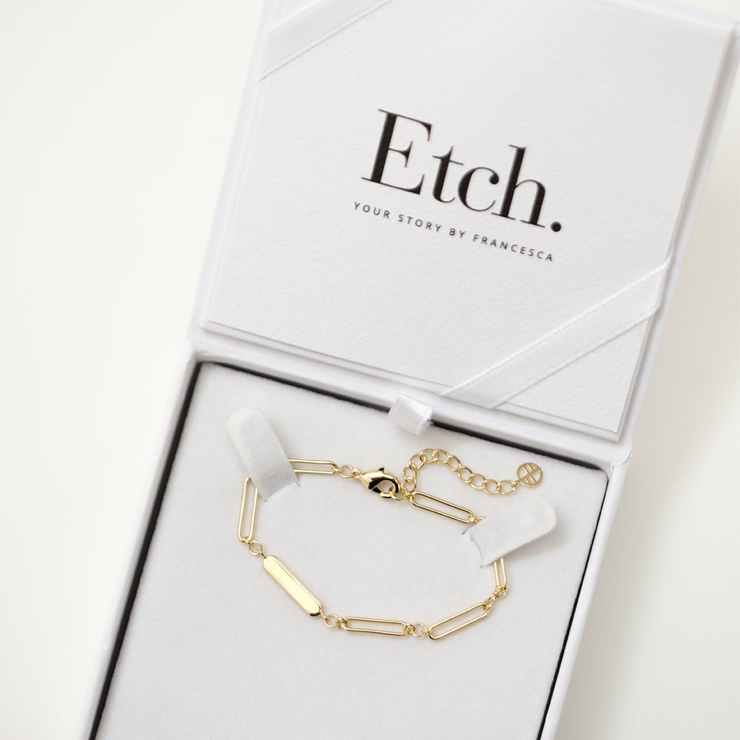 Mini Me Etch Chain Bracelet - Dainty Adjustable Charm Bracelet for Women & Girls - Perfect for Gifts, Everyday Wear & Special Occasions