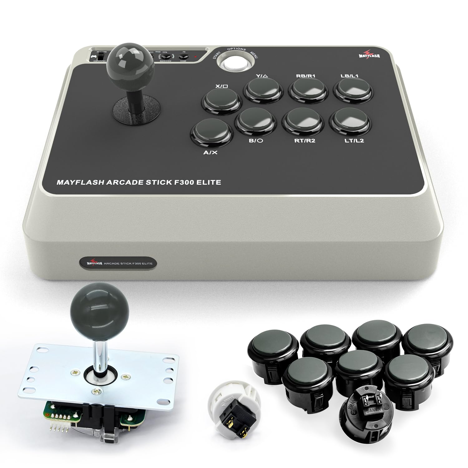 MAYFLASH F300 Elite Arcade Fight Stick with Sanwa Buttons & Joystick - Compatible with Xbox Series X/S, Xbox One, PS4, PS3, PC (Windows/macOS), Steam Deck, Android, NEOGEO Mini, SEGA Genesis - Perfect for Fighting Games, Retro Gaming & Esports Tournaments
