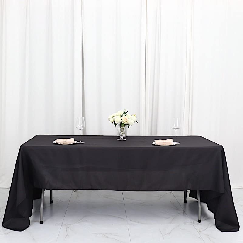 BalsaCircle Halloween Party Tablecloth - 10 Pack Black Rectangle Polyester Table Cover (60x126 in) | Washable & Reusable | Perfect for Halloween Decor, Dinner Parties, and Holiday Celebrations