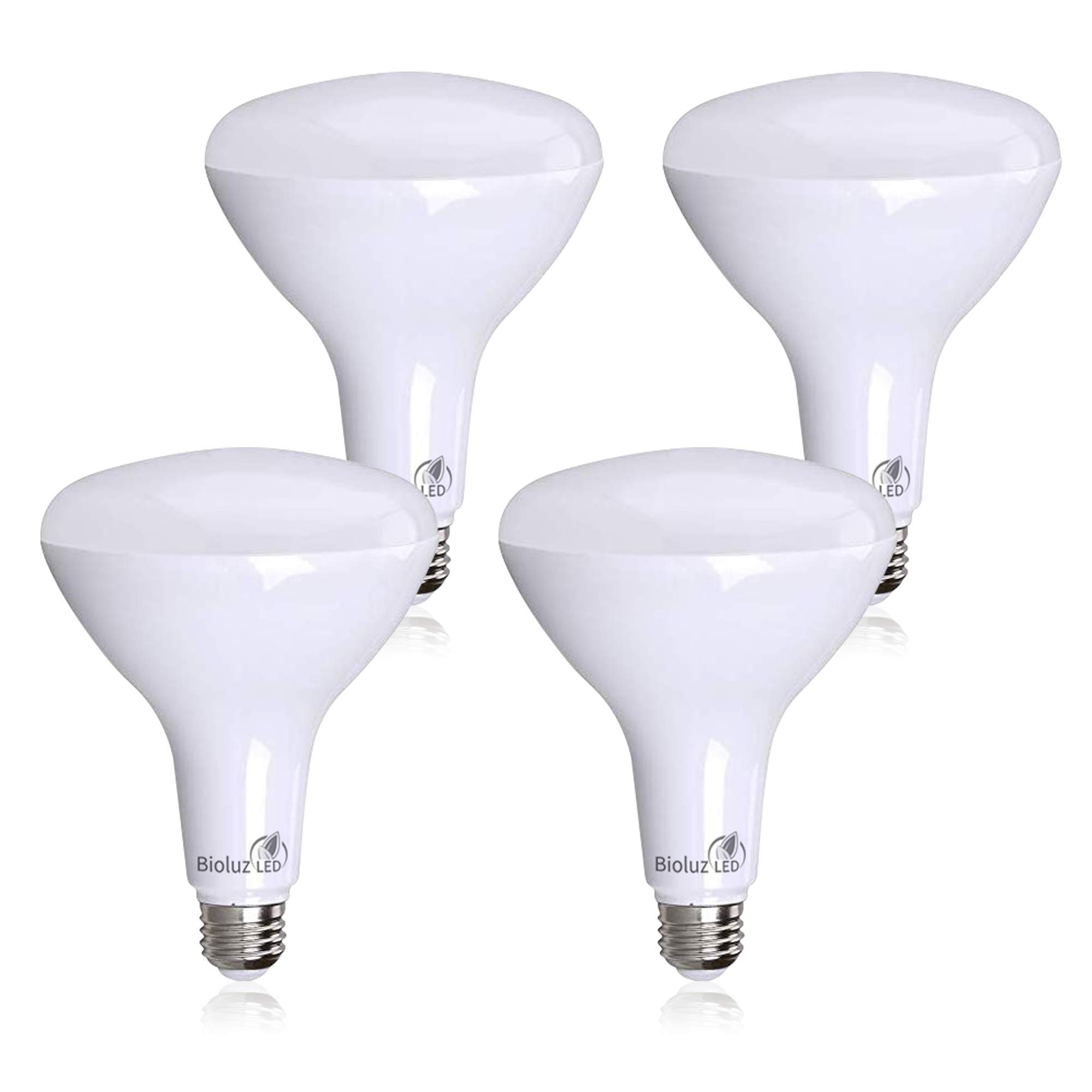 Bioluz 4 Pack BR40 LED Light Bulb - 90 CRI, 3000K Soft White, 16W (1400 Lumens), Dimmable, UL Listed, Title 20 Compliant for Indoor & Outdoor Lighting - Perfect for Living Rooms, Kitchens, and Patios