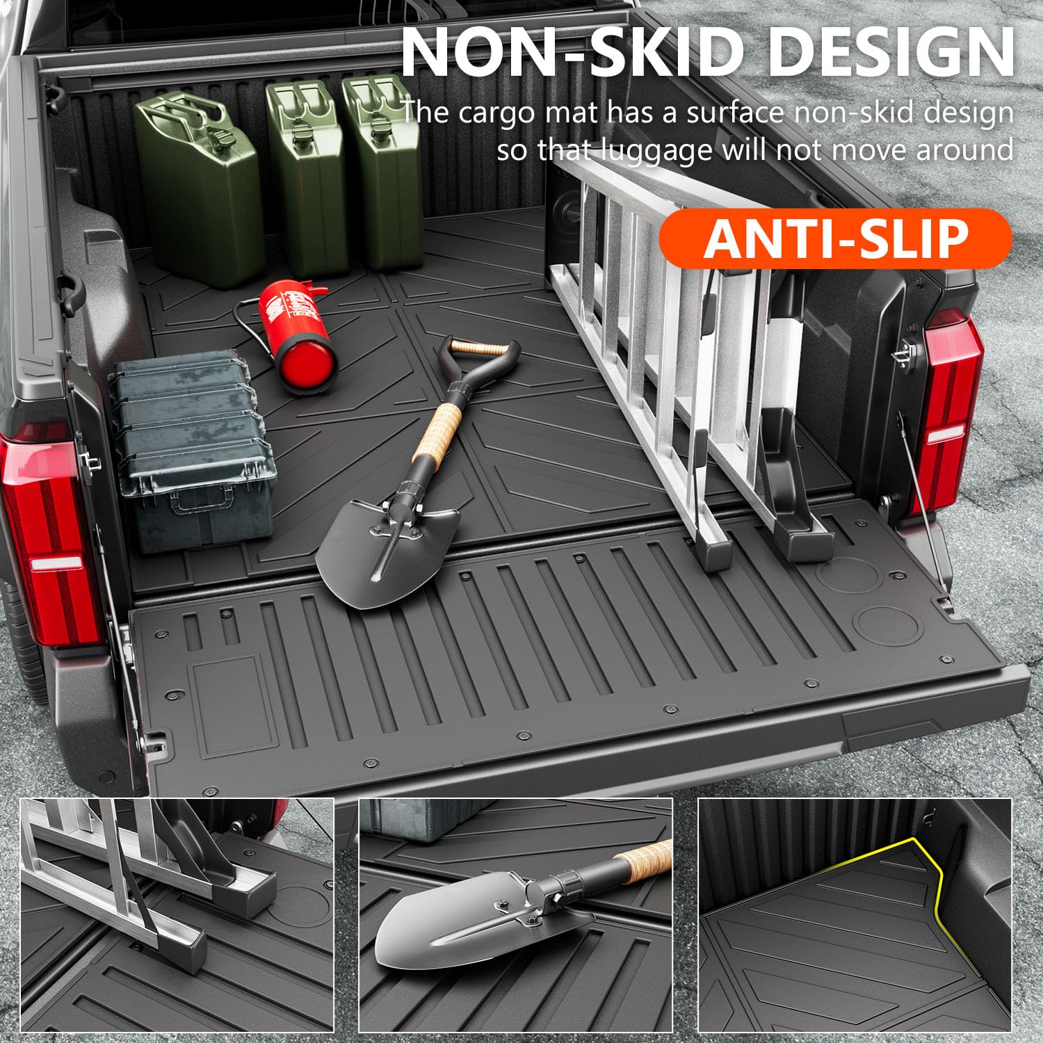 2024-2025 Toyota Tacoma Truck Bed Mat Set - Heavy Duty TPE Floor Liner & Tailgate Protector | 5FT Bed Mat + Floor Mat + Tailgate Mat | Perfect for Off-Roading, Camping & Work Site Protection