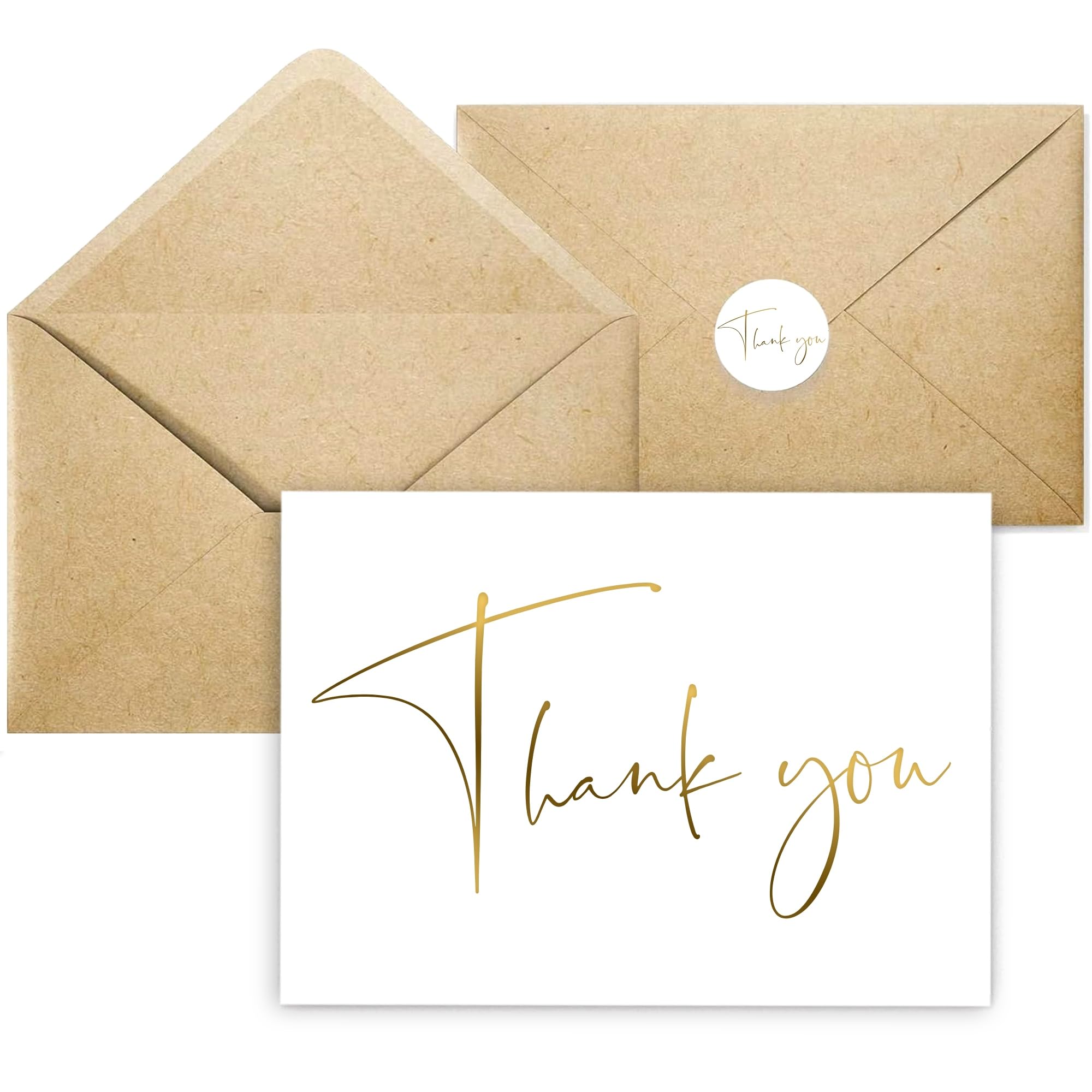 30 Pack Thank You Cards with Envelopes & Matching Stickers - Modern Blank Greeting Cards for Weddings, Baby Showers, Graduation, Bridal Showers & Small Business Appreciation - Premium White Stationery for Special Occasions & Heartfelt Messages