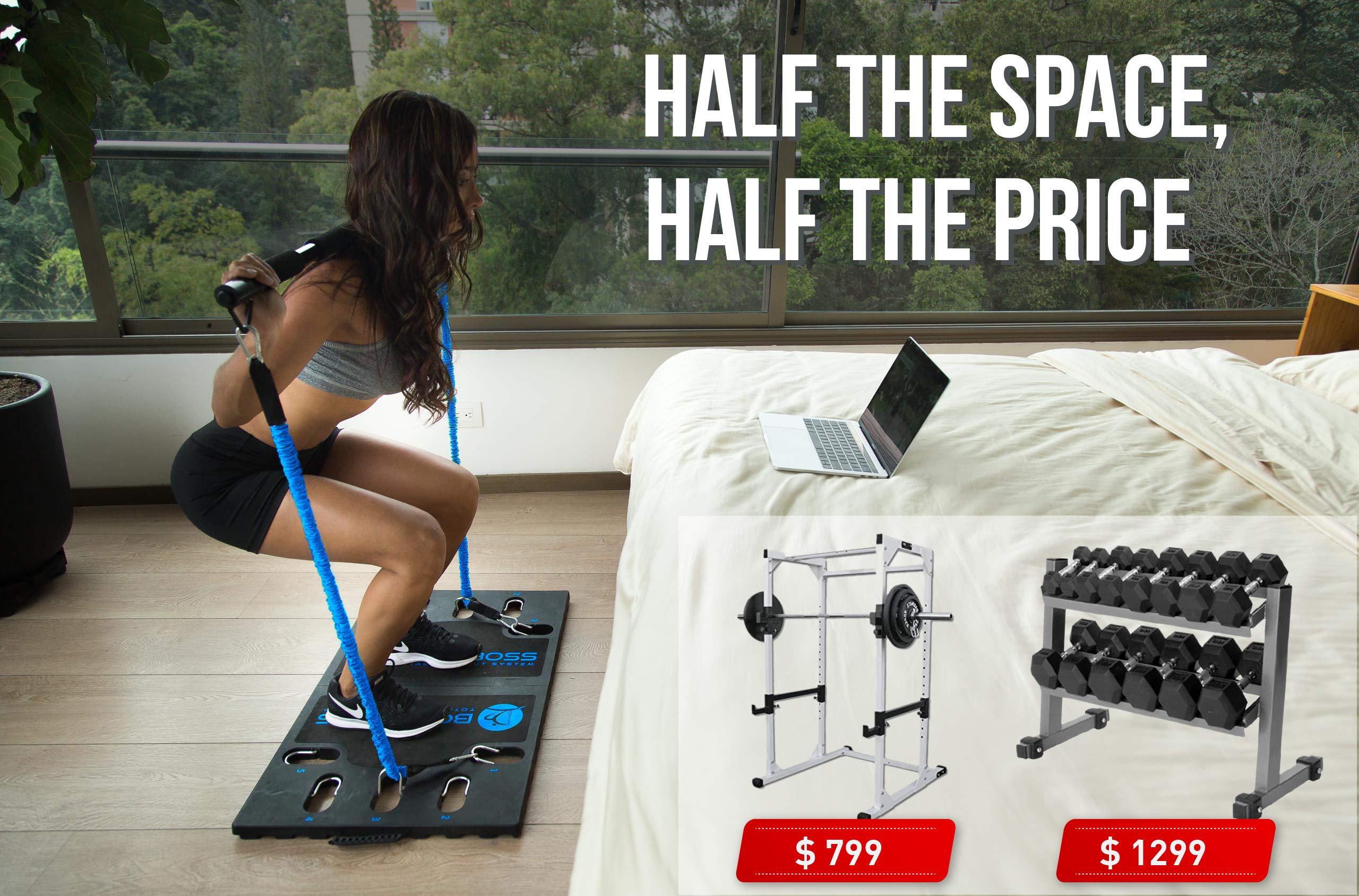 Portable Home Gym 2.0 Set with Resistance Bands & Collapsible Bar - Full Body Workout Equipment for Home, Travel & Outdoor Fitness - Blue | Perfect for Small Spaces, Apartment Workouts & On-the-Go Training