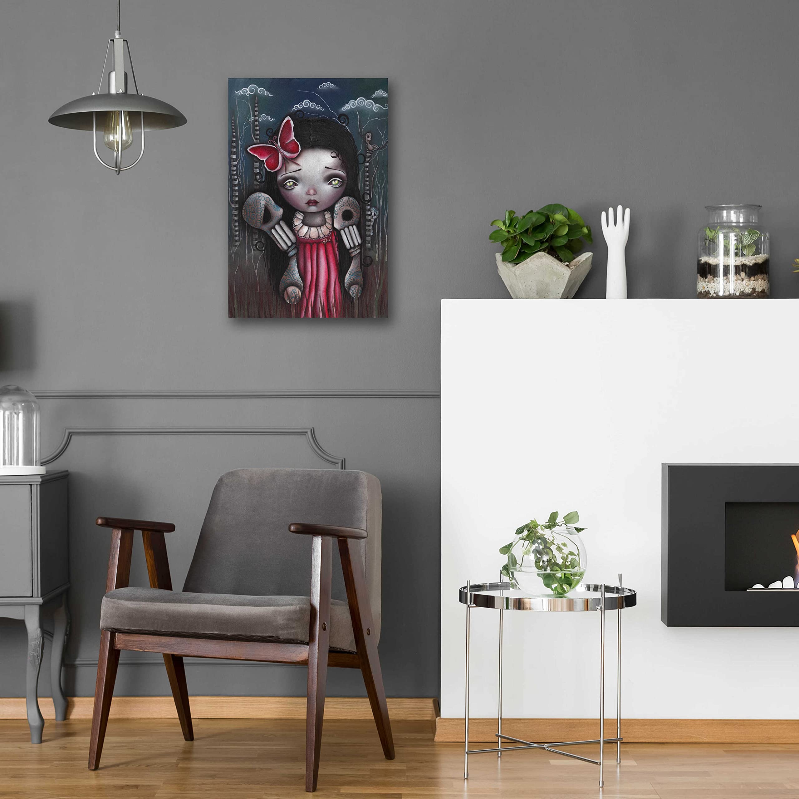 Epic Art 'Bones And Butterflies' by Abril Andrade - 16x24 Inch Acrylic Glass Wall Decor - Modern Gothic Home Decor for Living Room, Bedroom or Office