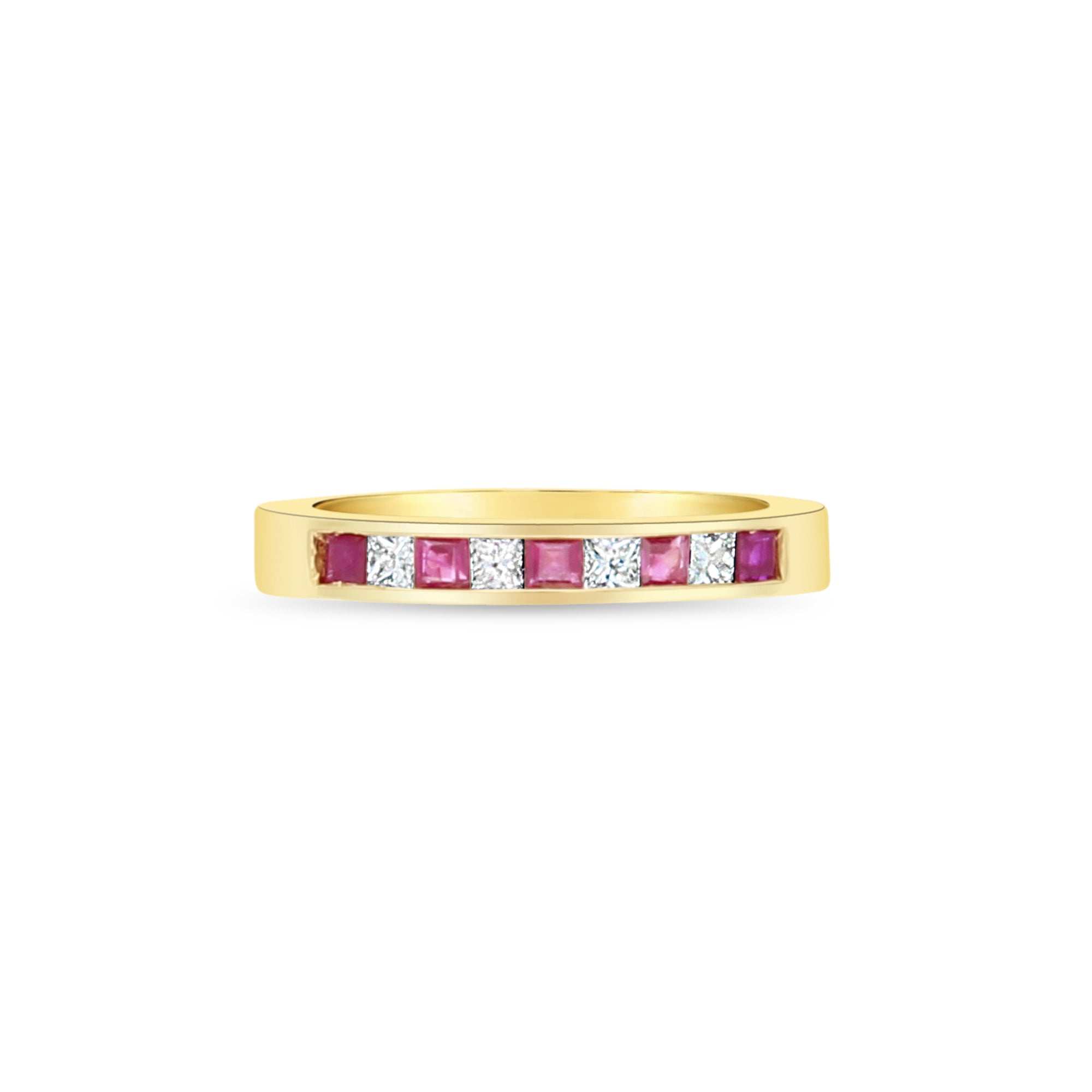 14K Yellow Gold Ruby Diamond Wedding Band - 0.50cttw Channel Set Engagement Ring for Women, Perfect for Anniversaries & Bridal Jewelry Gifts