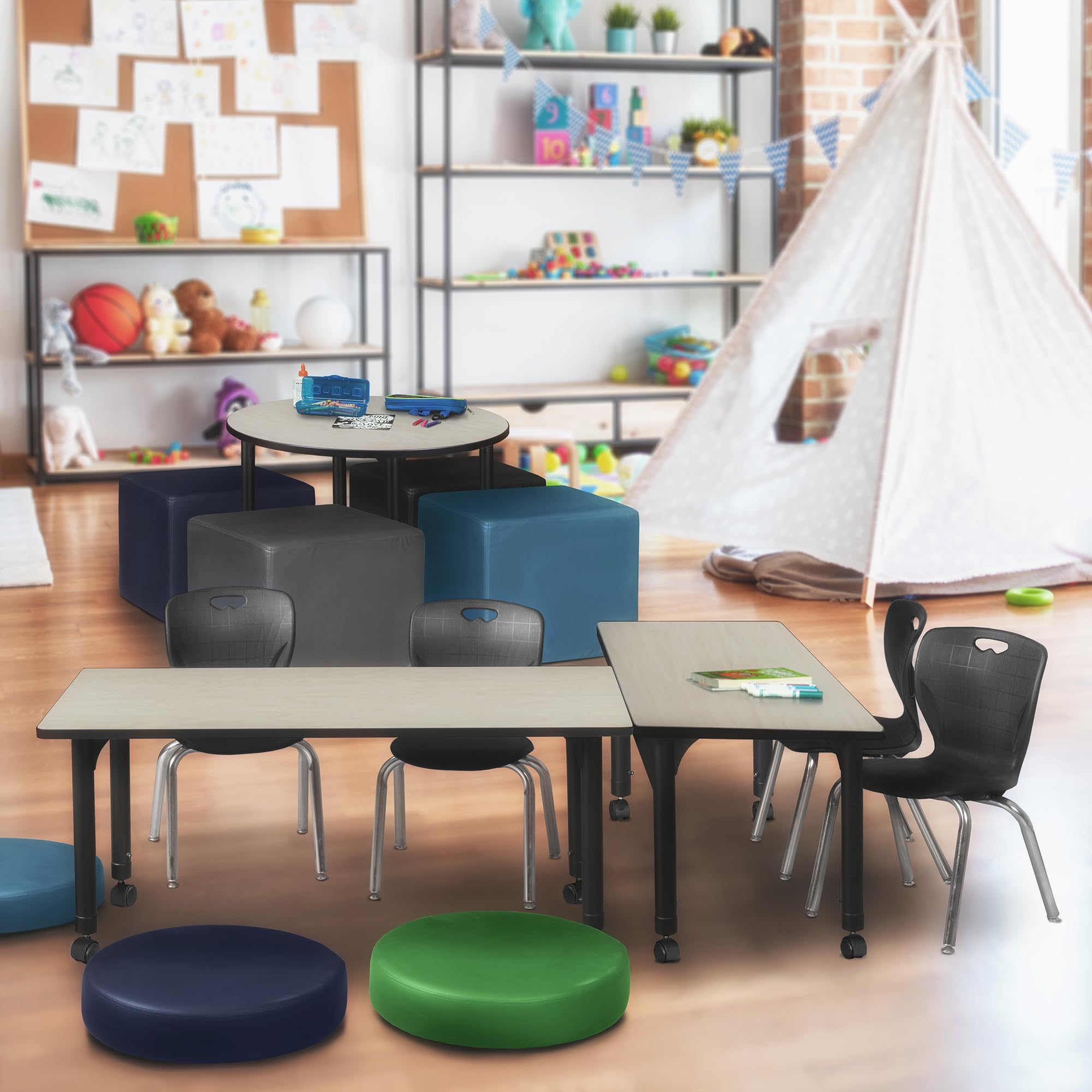 Regency Kee Height Adjustable Mobile Classroom Table with Two 12