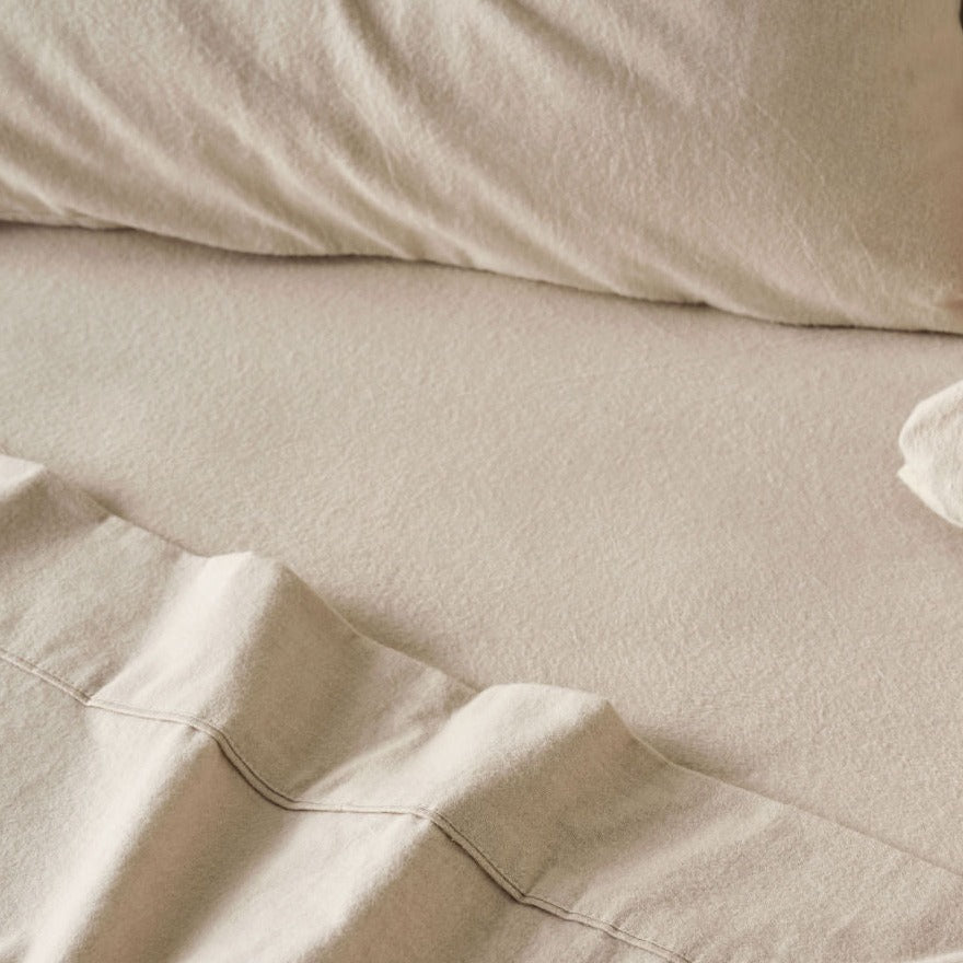 Flannelette Plain Dyed Taupe Sheet Set by LINEN HOUSE