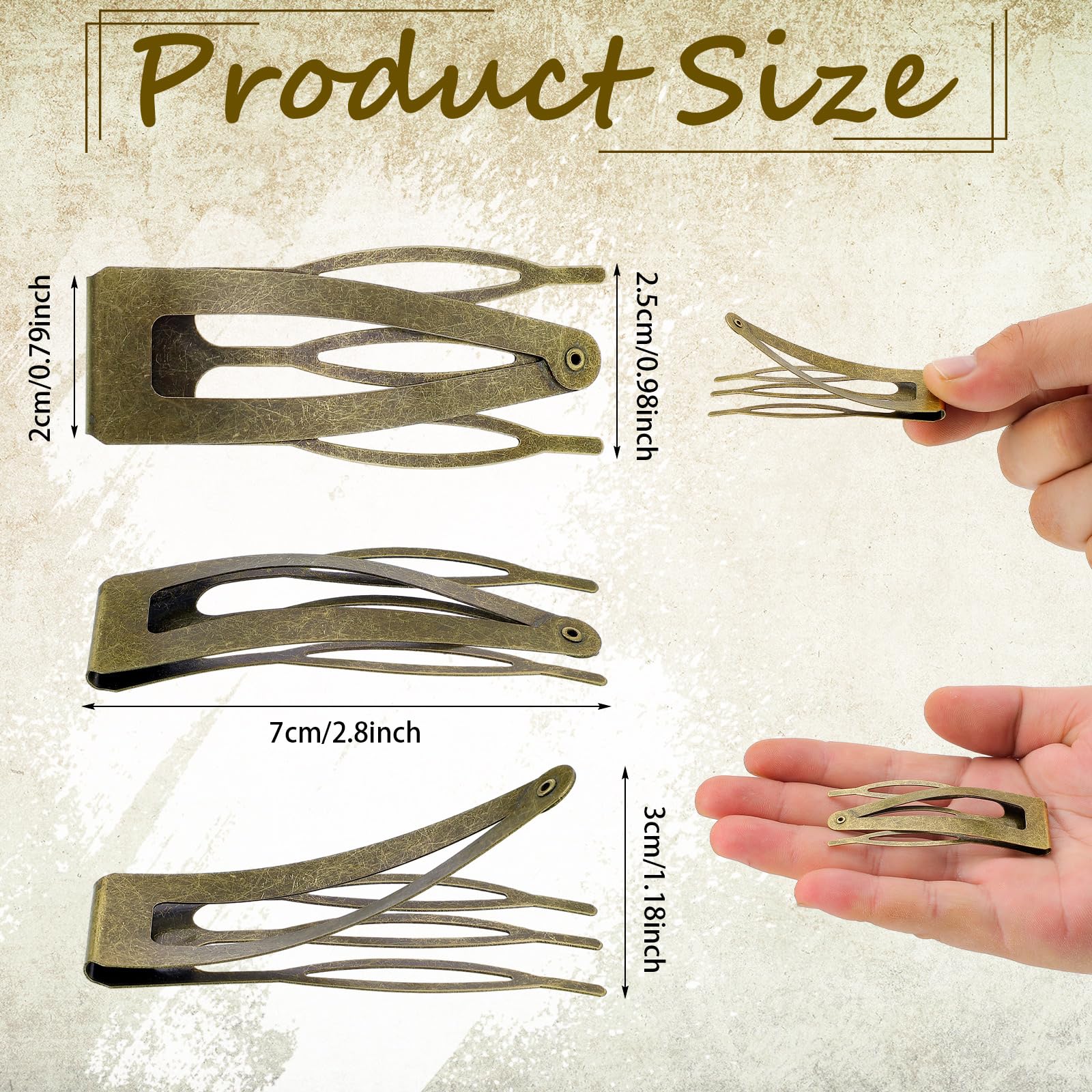 Chinco 24 Pcs Double Grip Hair Clips - Metal Snap Barrettes for Women, Hair Styling & Salon Supplies (Ancient Bronze, 2.8 Inch) - Perfect for Updos, Braids, Ponytails & Everyday Hairstyles