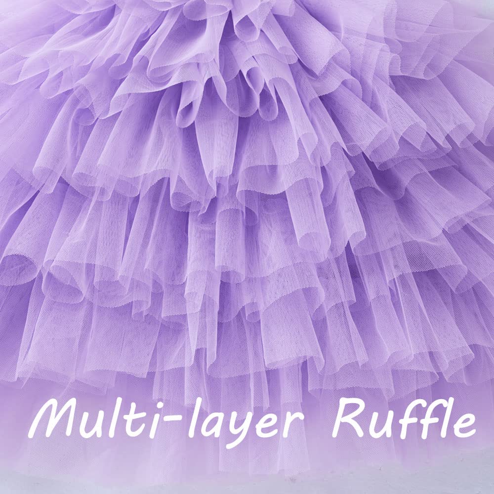 Cilucu Baby Girls Tutu Maxi Dress with Lace - Spaghetti Strap Toddler Formal Gown Floor Length - Perfect for Birthday Parties, Photo Shoots & Special Occasions