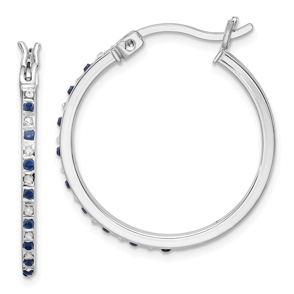 925 Sterling Silver Diamond Mystique Platinum-Plated Diamond/Sapphire Hoop Earrings for Women - Elegant Gift for Anniversary, Wedding & Special Occasions