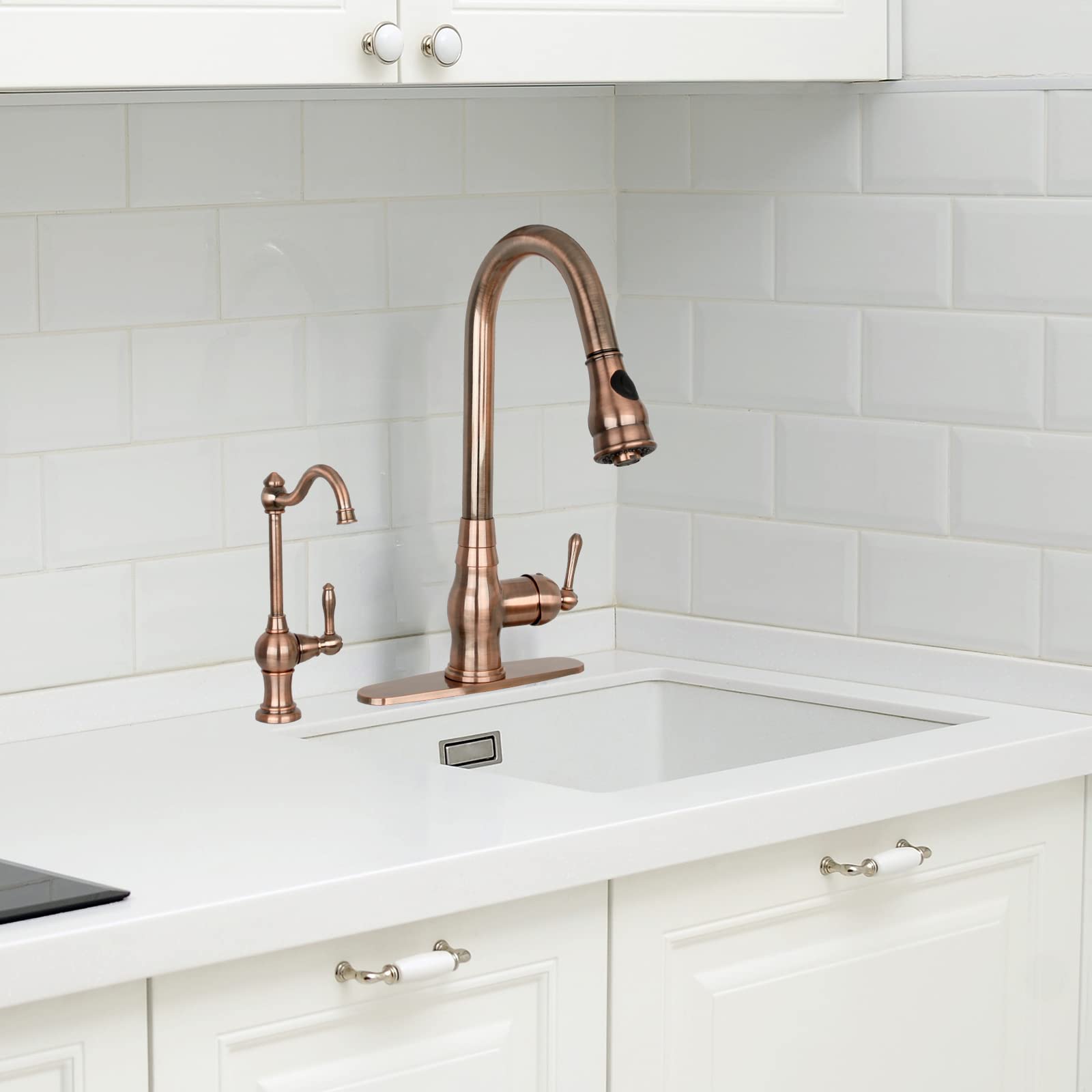 Akicon One-Handle Drinking Water Filter Faucet Purifier - Cold Water (Antique Copper) for Kitchen Sink & Home Use