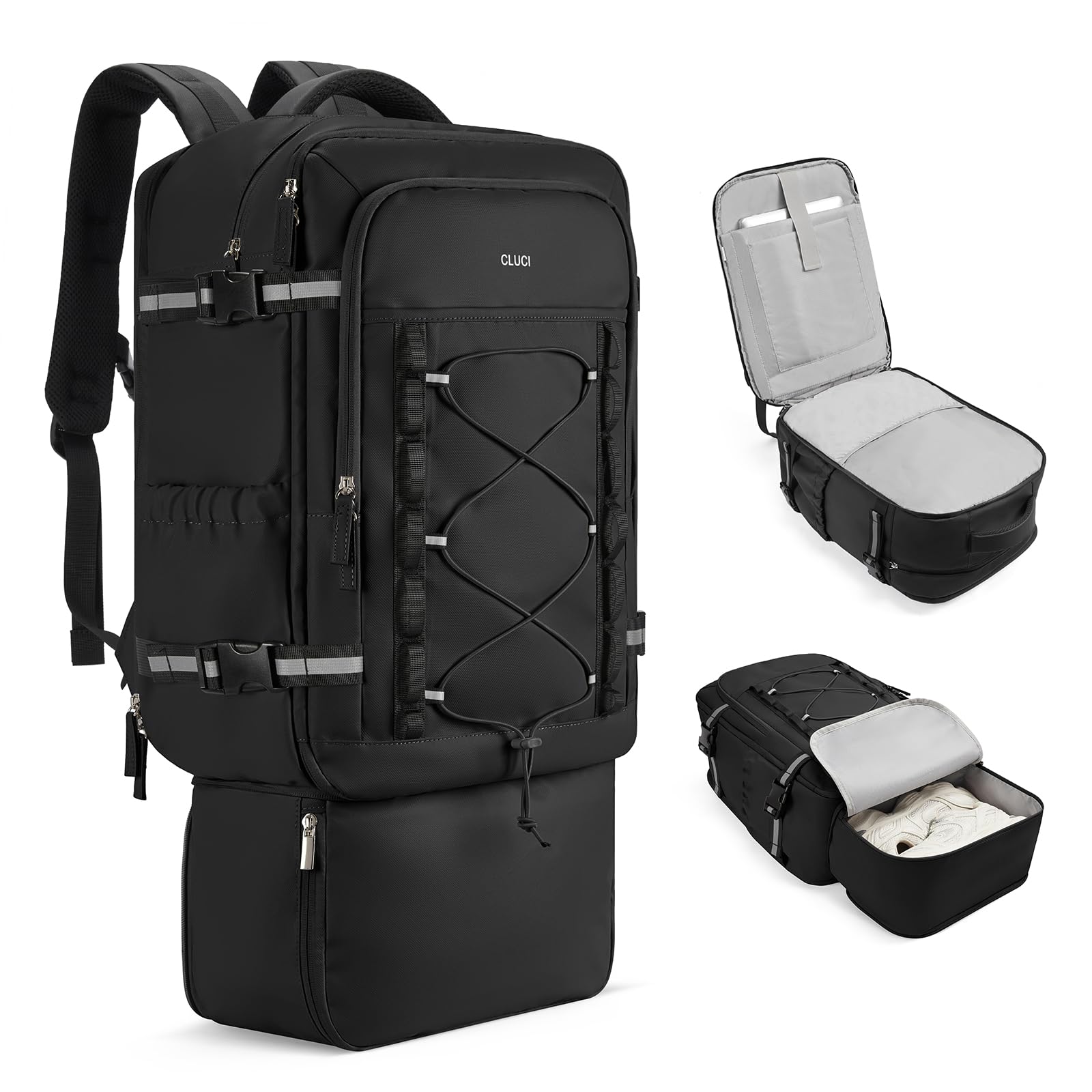 CLUCI 30L Waterproof Travel Backpack for Men & Women - Expandable Carry-On with Shoe Compartment, Fits 17.3 Inch Laptop, Durable Hiking Backpack for Outdoor Adventures, Business Trips & Daily Commute