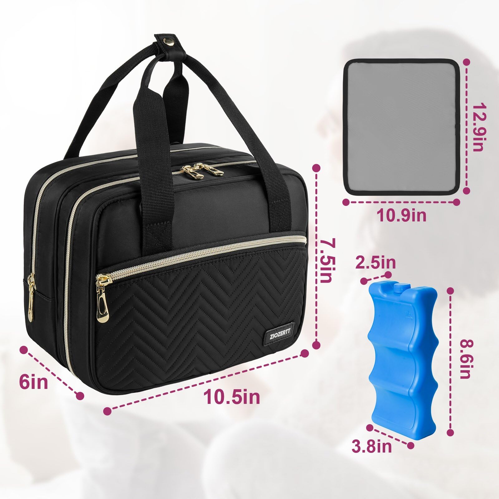 Breastmilk Cooler Travel Bag for Momcozy/Medela/Elvie/Willow Breast Pumps - Insulated Storage Bag with Ice Pack & Waterproof Mat - Portable Breast Pump Accessories for Working Moms & Traveling - Perfect for Office, Commuting and On-the-Go Use