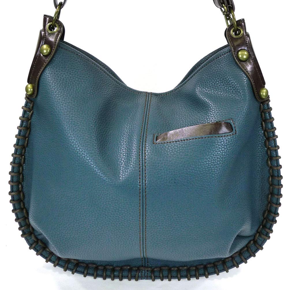 Chala Handbags - Stylish Soft Large Shoulder or Crossbody Purse with Keyfob in Navy Blue (Pelican) | Perfect for Work, Travel & Everyday Use