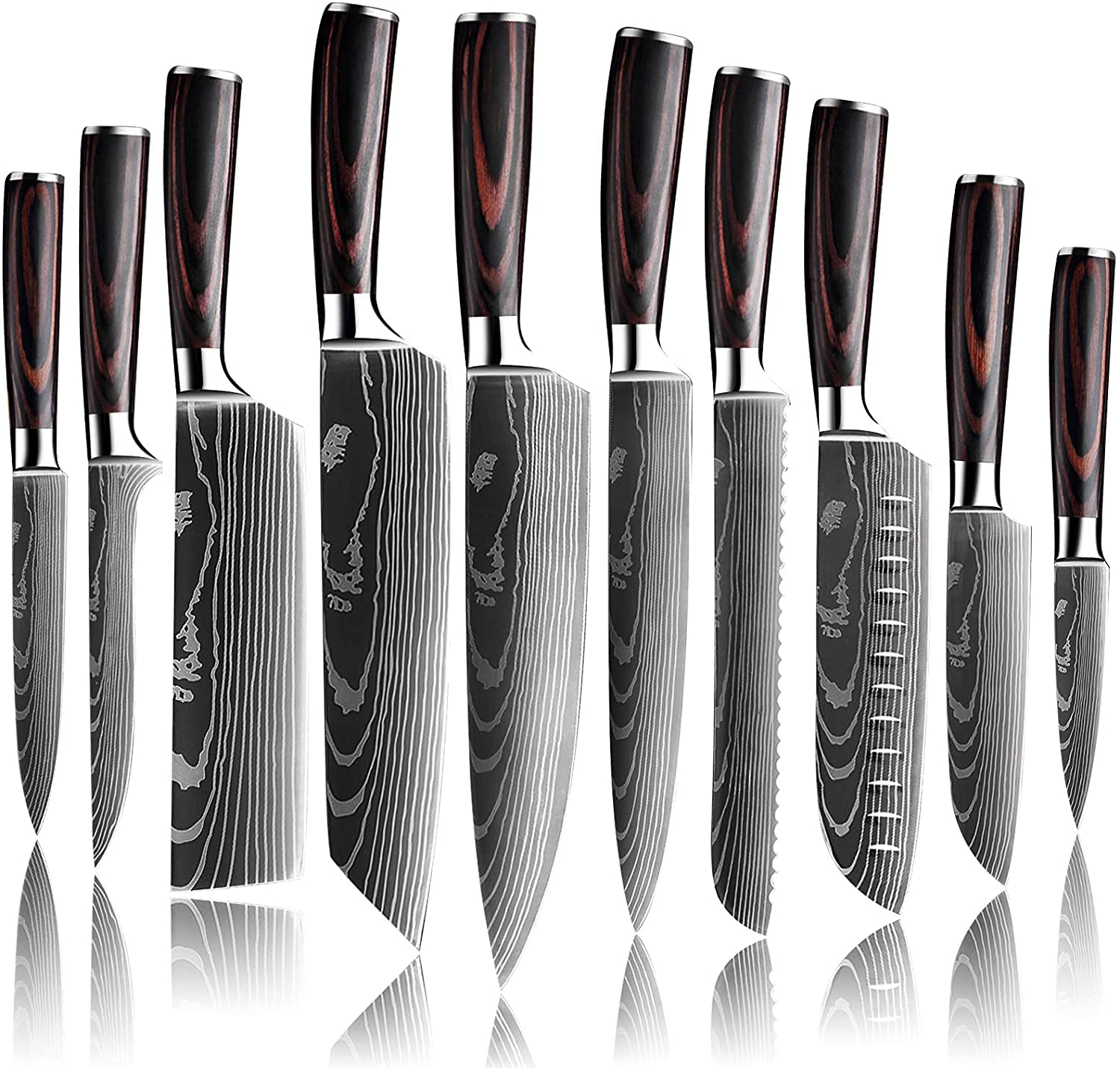 SLENGHOME 10-Piece Professional Chef Knife Set - High Carbon Stainless Steel Kitchen Knives for Meat, Vegetables & Fruits - Perfect for Home Cooking, Restaurant Use & Gift Giving