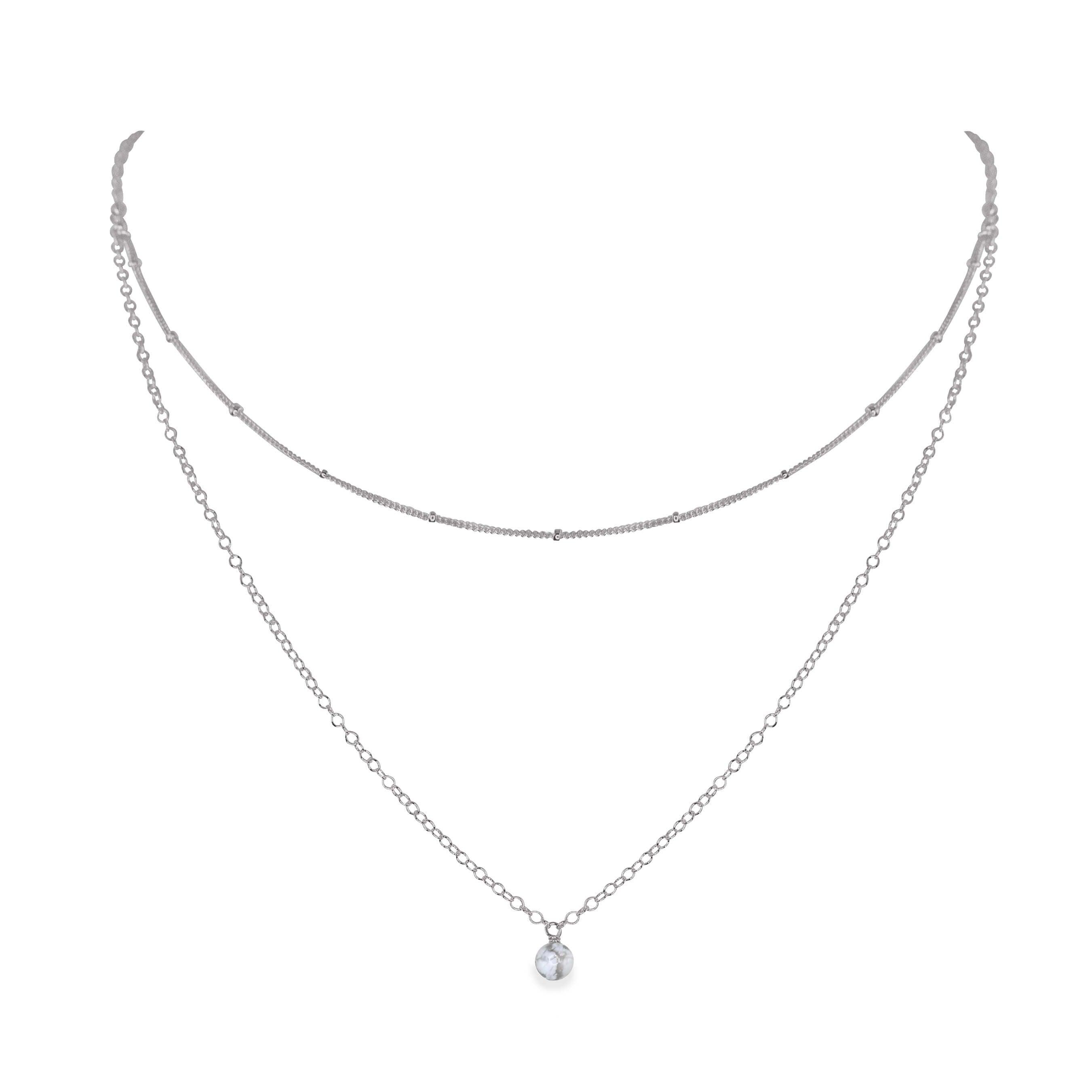 White Howlite Gemstone Layered Choker Necklace - Dainty Chain Necklace for Women, Boho Jewelry Gift for Her | Perfect for Yoga, Meditation & Spiritual Healing