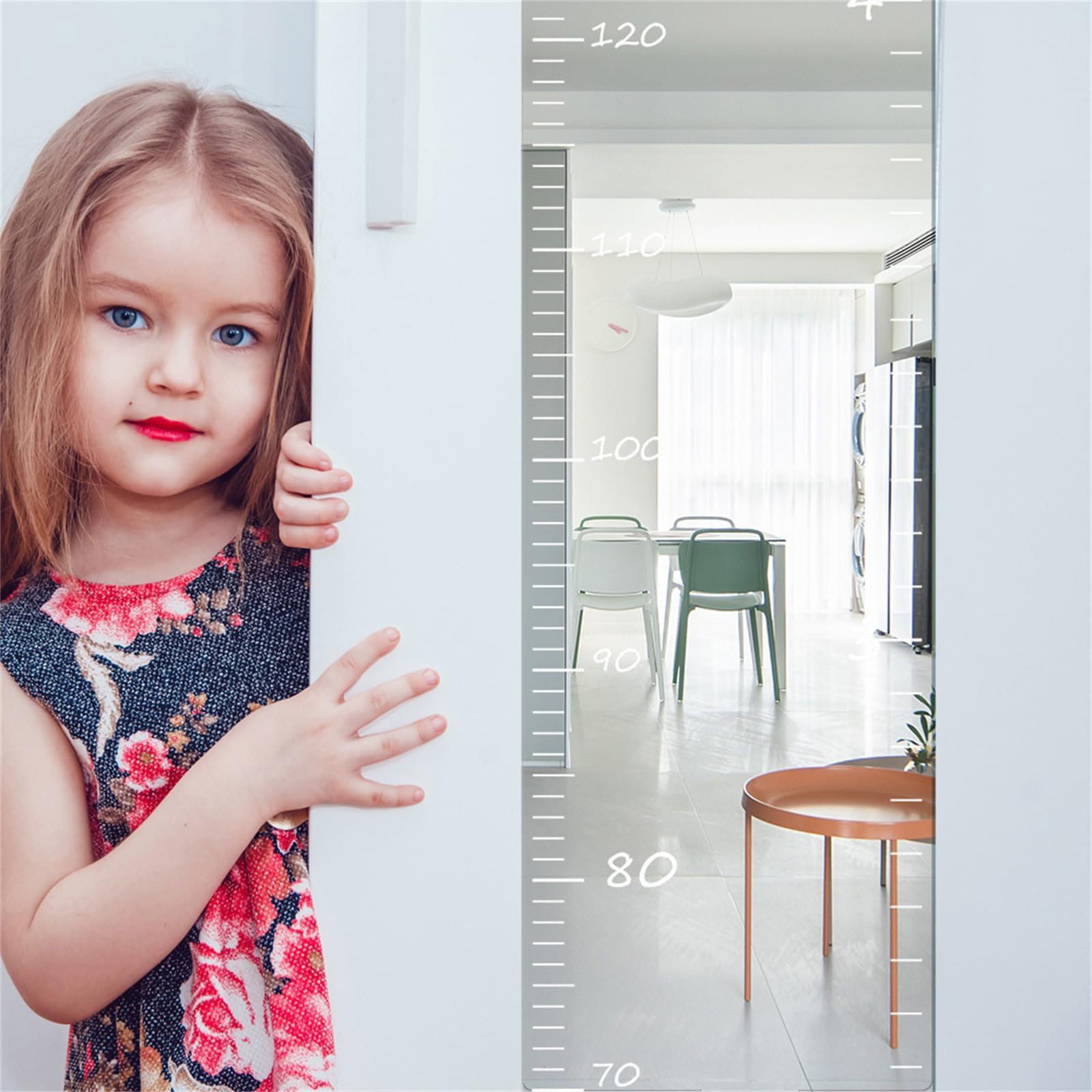 Puzzle Mirror Growth Chart for Kids - Wall Mounted Height Measuring Mirror for Bedroom & Playroom Decor - Fun & Educational Growth Tracker for Children's Rooms (A)