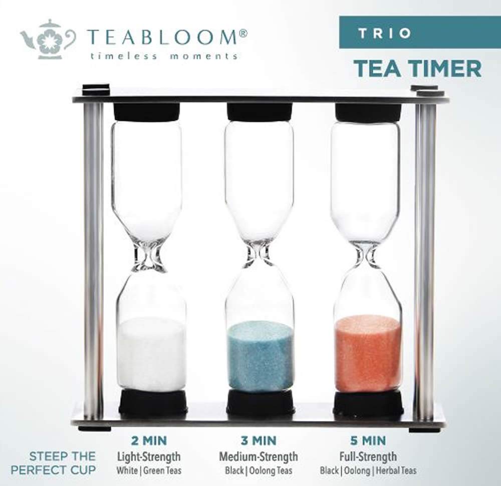 Teabloom Trio Tea Timer - 2/3/5 Minute Brewing for Loose Leaf, Black, Oolong & Herbal Teas | Perfect for Tea Lovers & Home Brewing