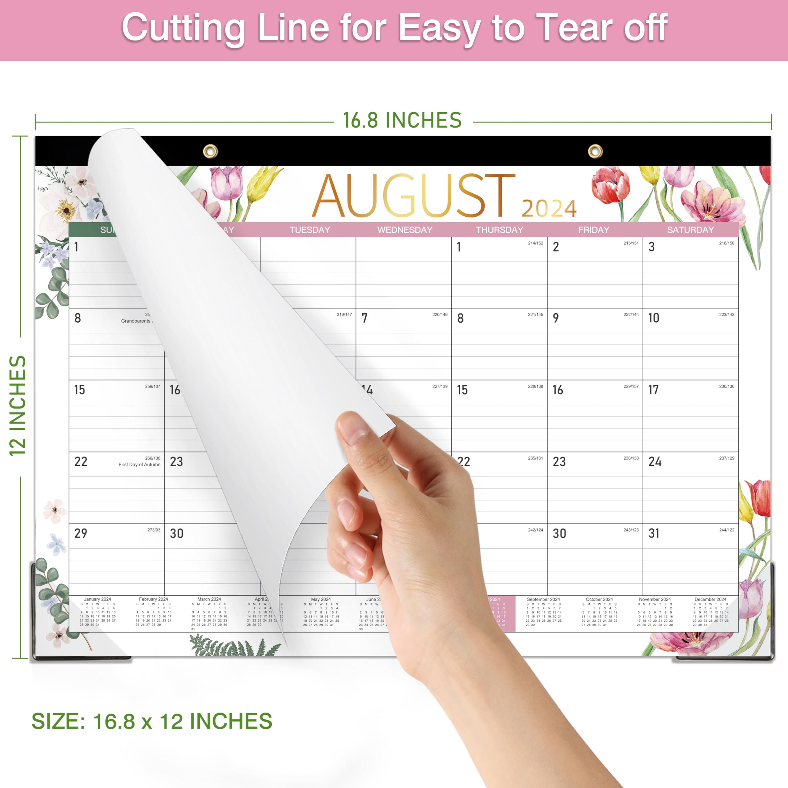 2024-2025 Monthly Desk Calendar Planner - 18 Months from July 2024 to December 2025 - 16.8
