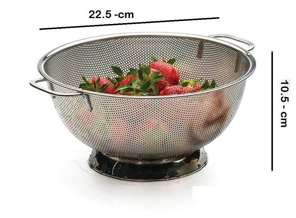 Premium Stainless Steel Black Olive Wire Mesh Colander Basket - Heavy Duty Strainer with Strong Handles for Fruits, Vegetables, Rice - Ideal for Kitchen, Restaurant, Camping & Food Prep (16 Inch)