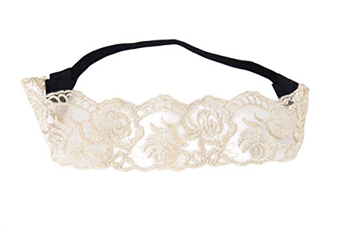 Bohemian Stretch Seed Bead Headband with Fabric & Lace - Crystal Embellished Hair Accessories for Women & Girls - Perfect for Festivals, Weddings & Everyday Wear