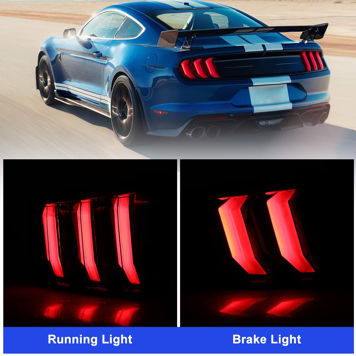 ROXX LED Tail Lights Assembly for 2015-2020 Ford Mustang - Smoked Lens Sequential Turn Signal Lights Pair (Driver & Passenger Side) | Waterproof Full LED Design | Perfect for Night Driving & Car Customization
