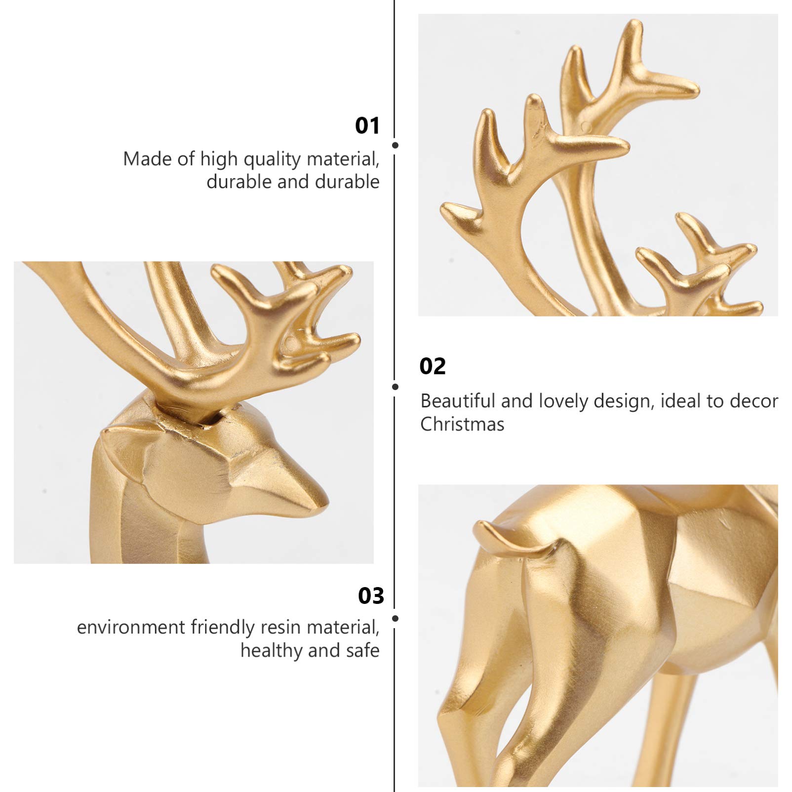 Amosfun Nordic Style Resin Christmas Reindeer Figurine - Handcrafted Elk Statue for Home Decor, Bookshelf, Bedroom & Tabletop Display | Perfect for Holiday Gift, Winter Wonderland Theme & Christmas Party Decoration