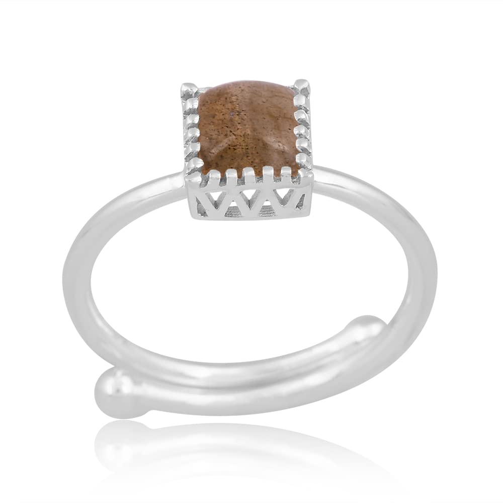 PANOPLY Labradorite 925 Sterling Silver Ring for Women - Perfect Gift for Mom from Daughter or Son, Anniversary, Birthday, Wedding, Christmas Day - Ideal for Everyday Wear, Special Occasions, and Meaningful Moments (LABRADORITE, Size 8)