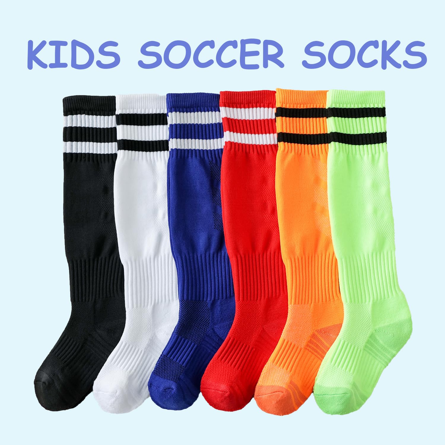 Marchare Boys Soccer Socks - Toddler Athletic Knee High Socks with Stripes for Boys & Girls - Perfect for Football, Soccer & Sports Training