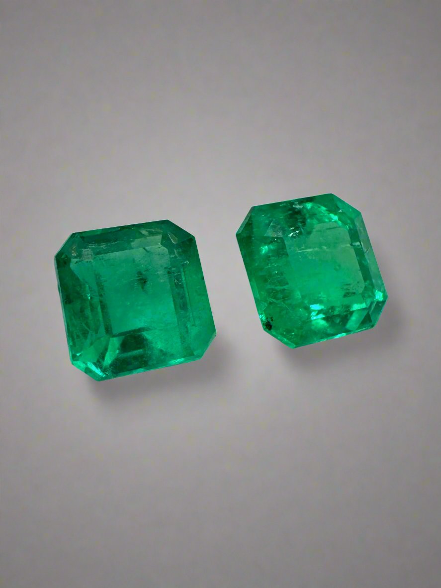 2.19tcw 6x6mm AAA Matching Muzo Green Loose Colombian Emeralds - Asscher Cut Gemstones for Jewelry Making, Engagement Rings & Luxury Gifts