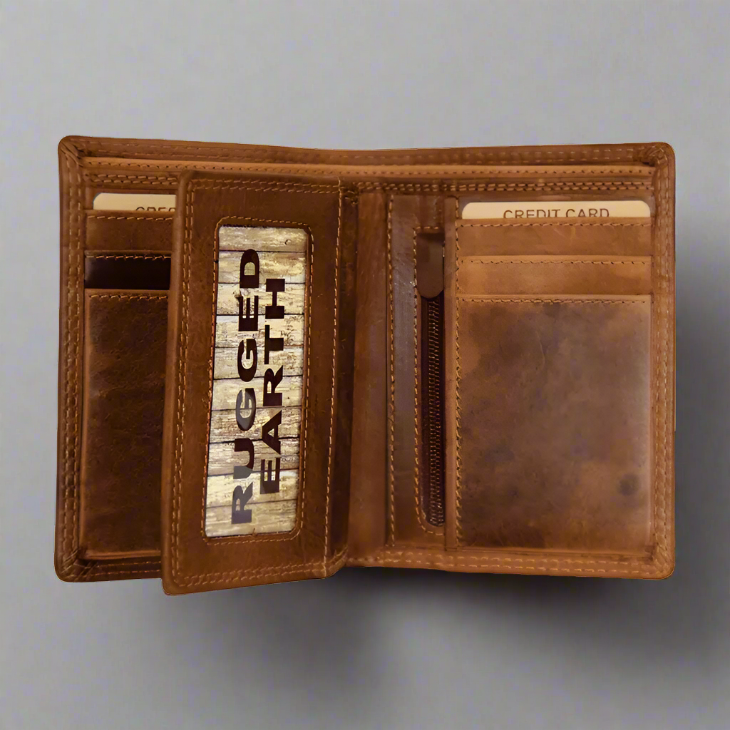 Premium Genuine Leather Trifold Wallet for Men with Zip Coin Pocket - Durable & Stylish RFID Blocking Wallet for Everyday Use, Travel & Business