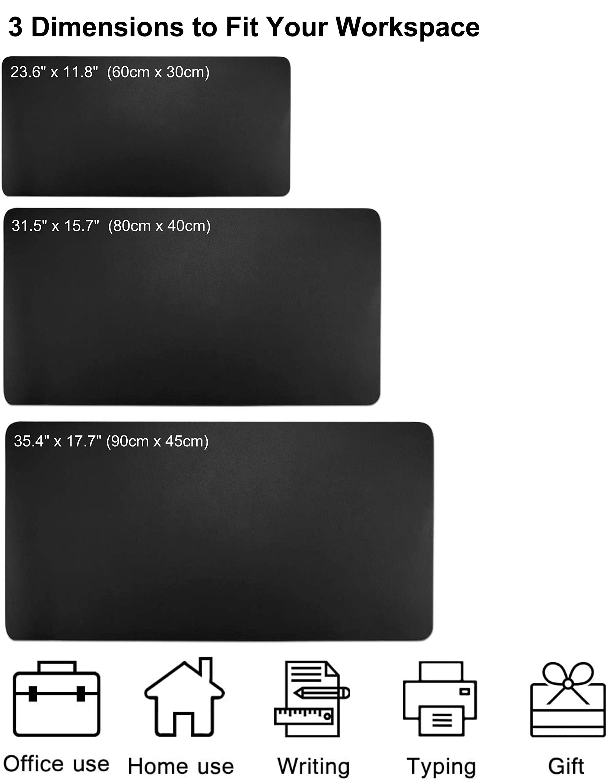 Premium Dual-Sided PU Leather Desk Mat - Non-Slip Mouse Pad & Laptop Desk Protector - Waterproof Office Writing Surface (31.5