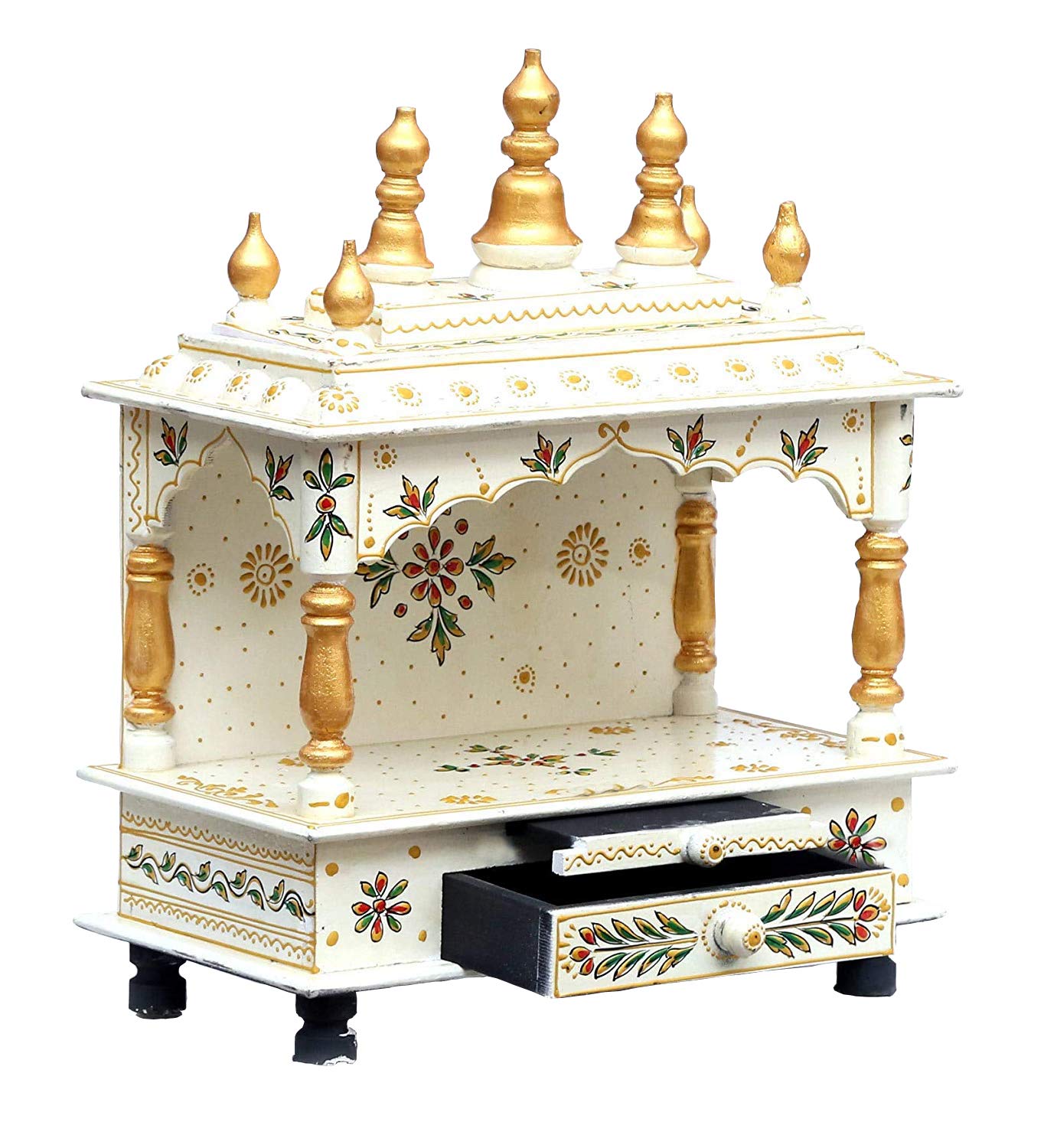 Handcrafted Vintage Wooden Pooja Mandir for Home & Office - Rajasthani Style Home Temple for Navratri & Diwali Puja - Spiritual Decor & Festive Gift Idea