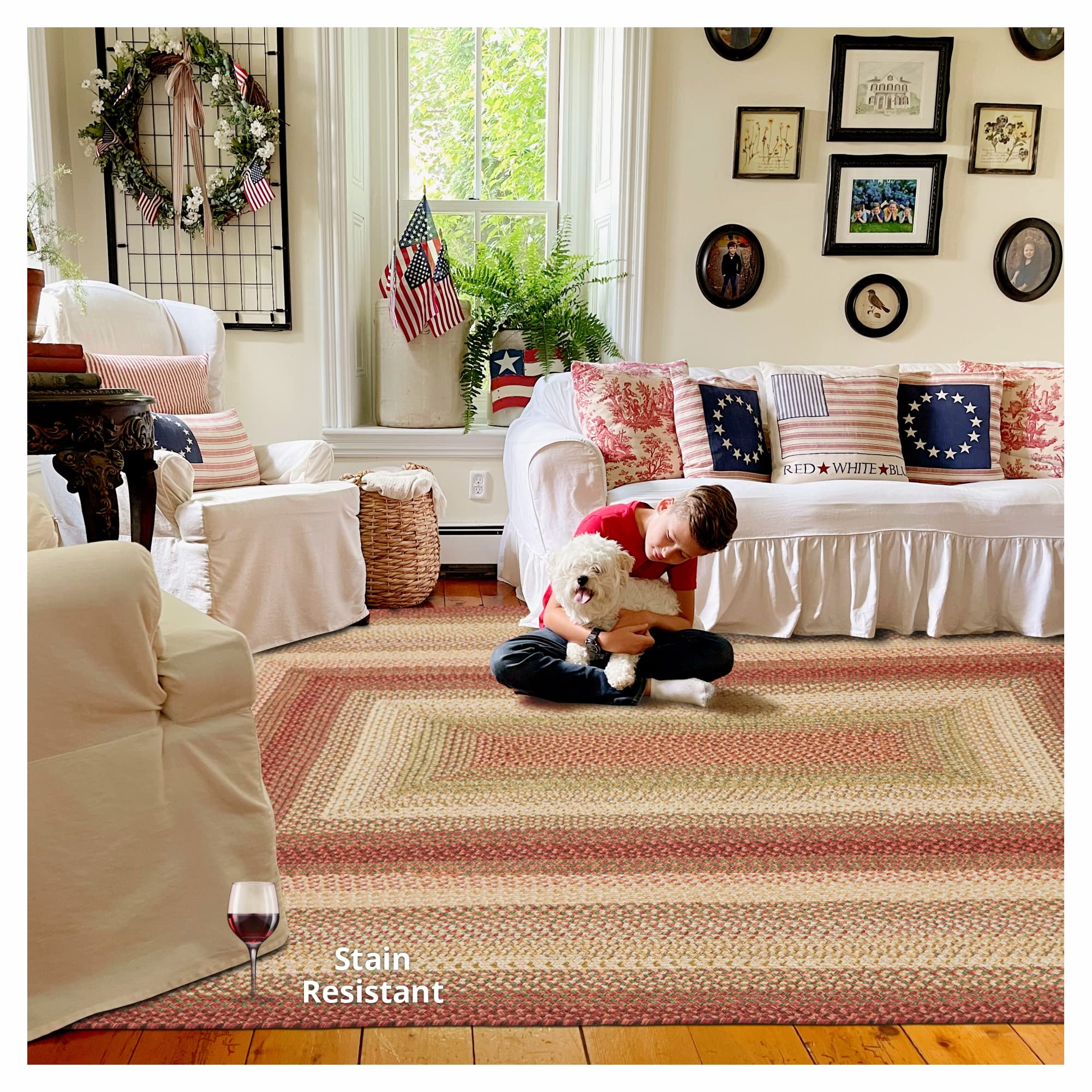 Washable 8x10' Braided Area Rug - Indoor/Outdoor Farmhouse Style for Living Room, Bedroom & Dining - Pet Friendly Barcelona Collection | Perfect for Home Decor, Patio & High Traffic Areas