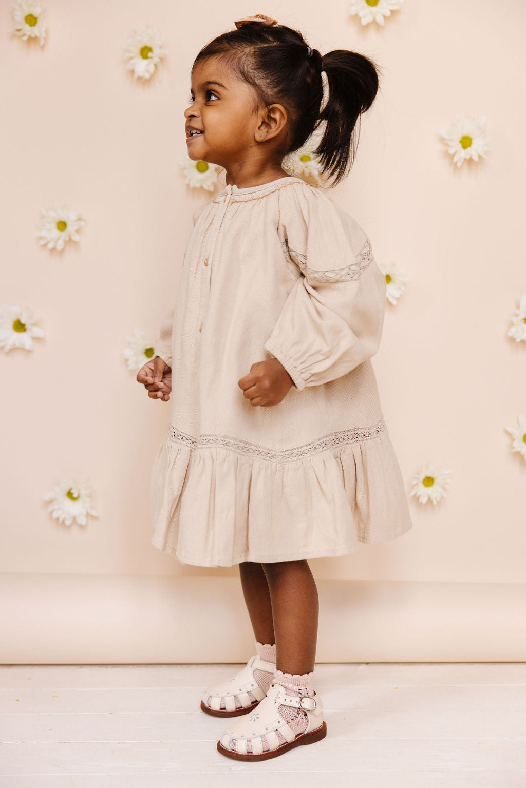 Kids Leather Sandals | Cream Flora Comfortable Summer Sandals for Boys & Girls | Perfect for Beach, Park & Outdoor Play