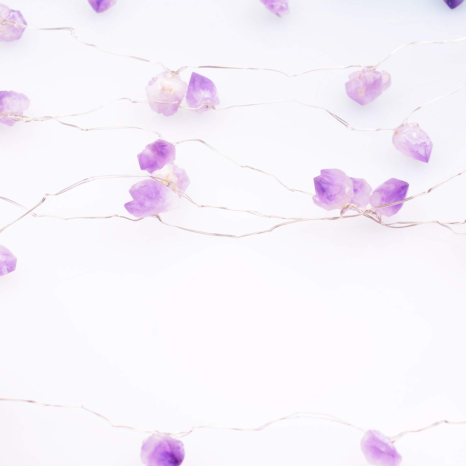 40LED Amethyst Crystal String Lights - 10ft Battery Operated with Remote Control, Decorative Fairy Lights for Bedroom, Party, Wedding, Birthday & Indoor Decor | Waterproof & Dimmable | Perfect for Christmas Tree, Garden, Patio and Home Ambiance Lighting
