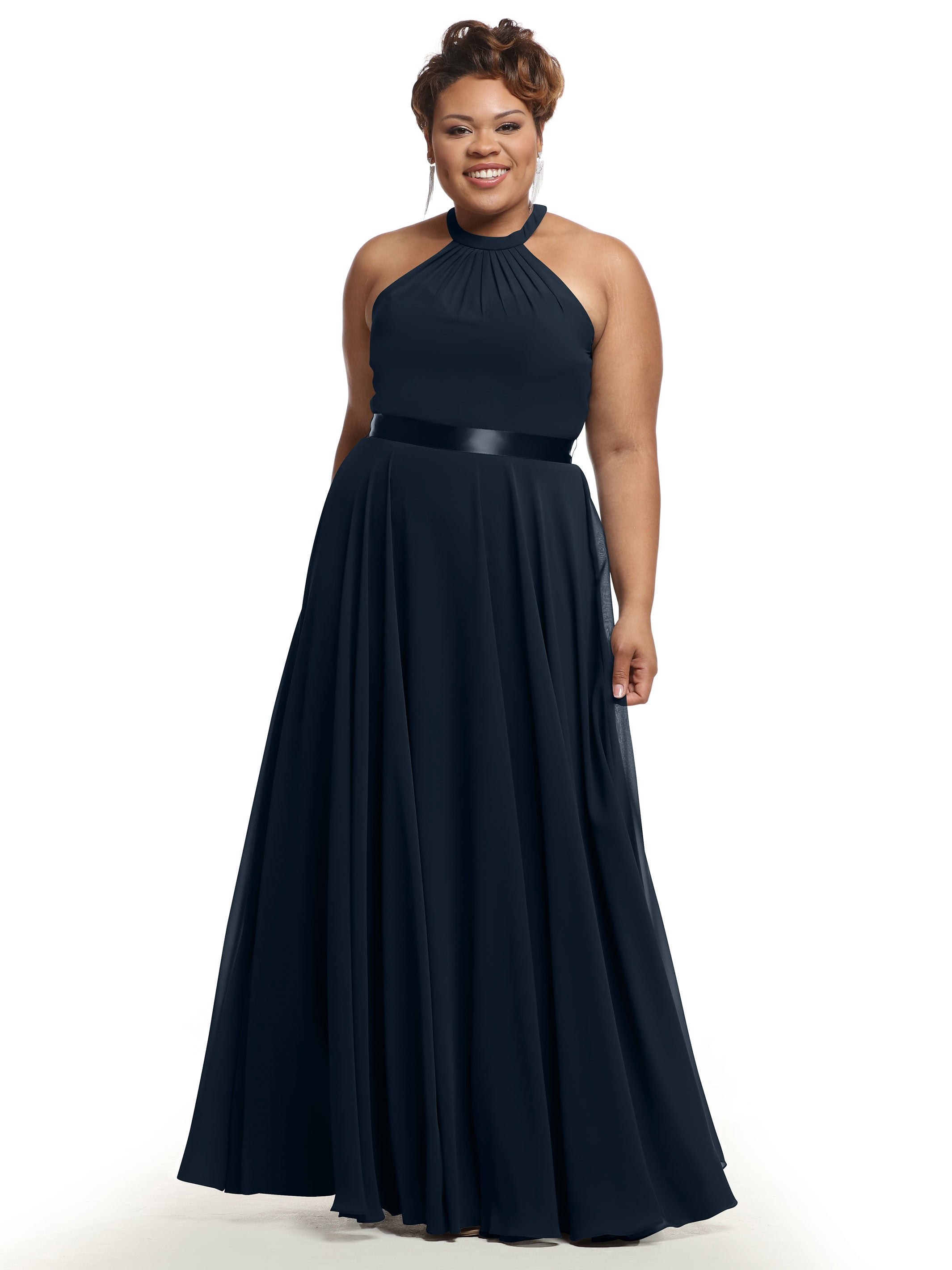 Elegant A-Line Chiffon Bridesmaid Dress with Halter Neckline - Perfect for Weddings, Prom & Formal Events | Style #80038