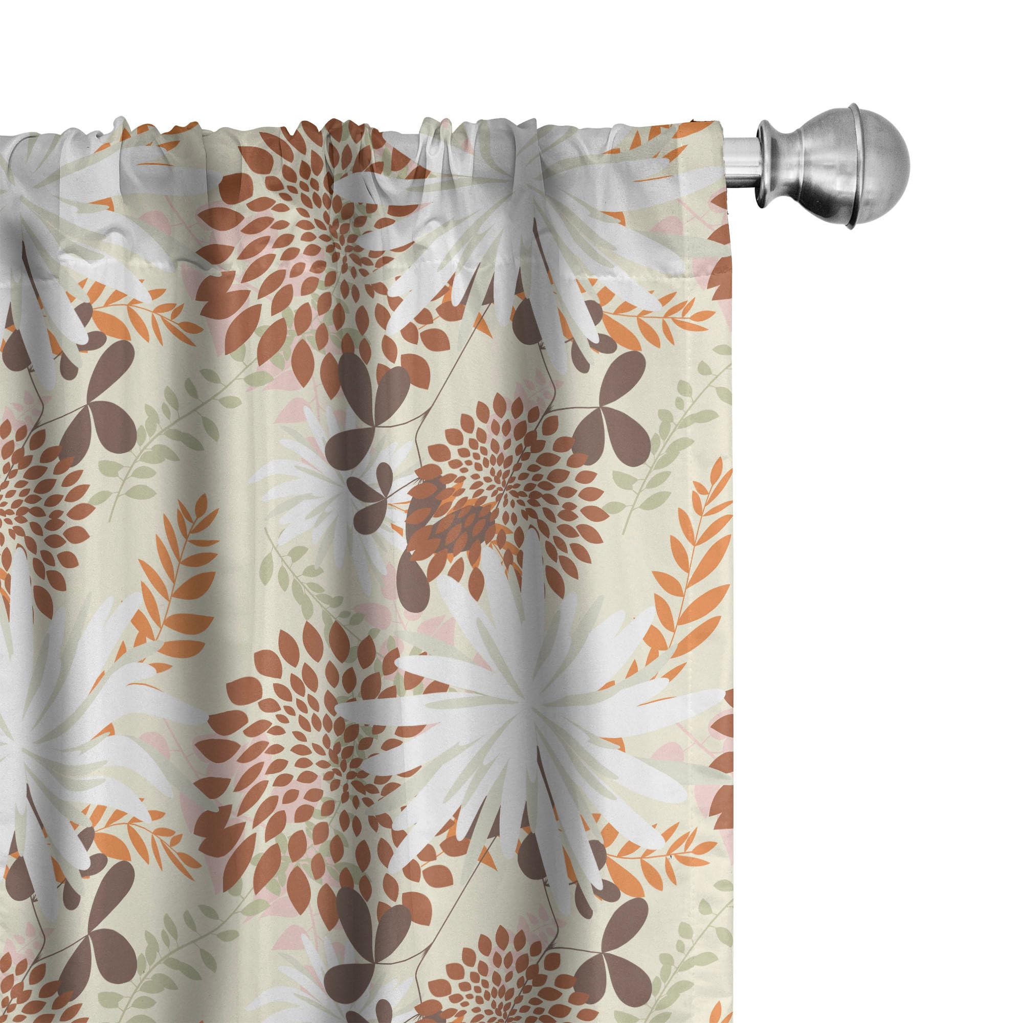 Ambesonne Floral Window Curtains - Spring Blossom Petals & Leaves Design - Lightweight 2-Panel Set with Rod Pocket - 28