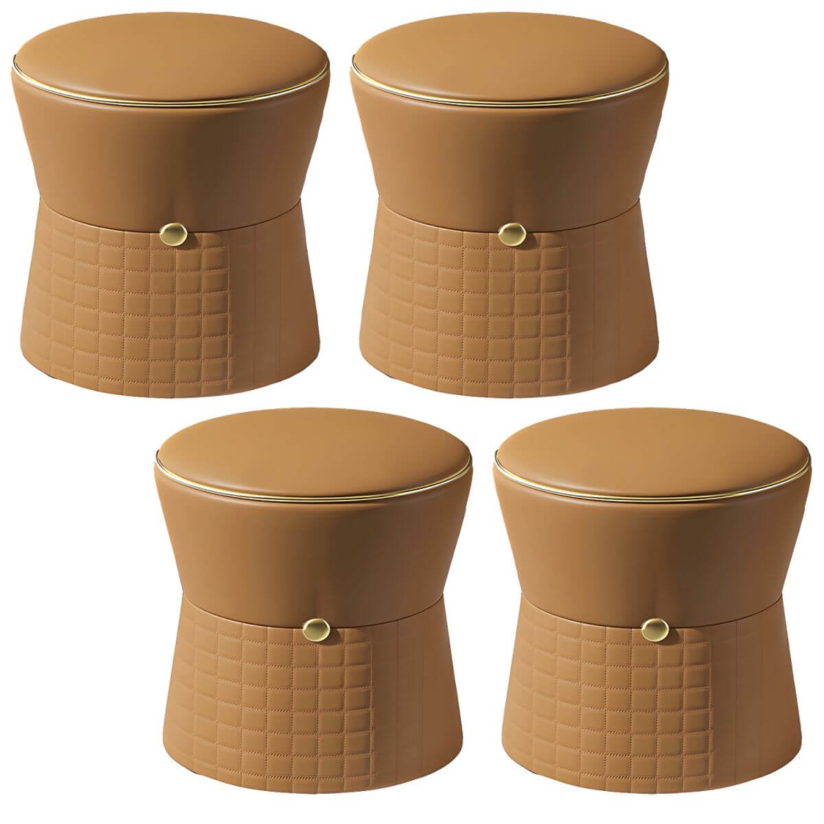 Modern Faux Leather Pouf Ottoman - Unique Shaped Mini Footrest, 35x35x44cm - Perfect for Living Room, Bedroom & Home Decor