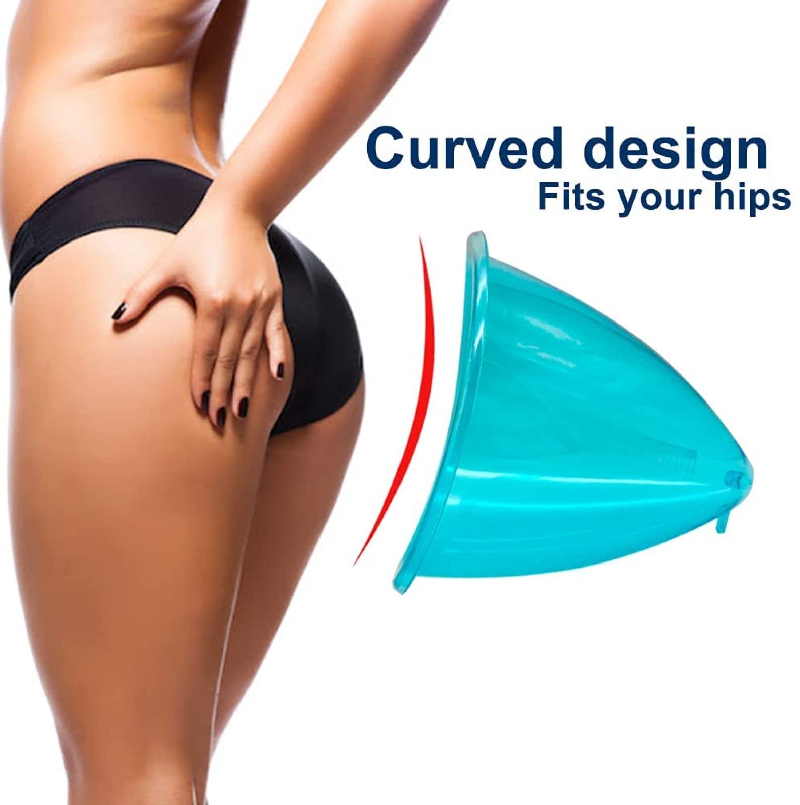 Large Vacuum Cupping Therapy Cups (160ML) - 1 Pair Body Shaping Massager for Butt & Hip Enhancement, Blue - Professional Suction Cups for Cellulite Reduction & Muscle Relaxation - Perfect for Home Spa, Physical Therapy & Beauty Treatments