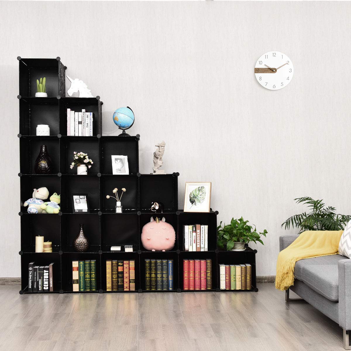 Tangkula 20-Cube Storage Organizer | DIY Plastic PP Modular Bookcase with Doors | Closet Cabinet & Large Shelving Unit for Bedroom, Living Room, Office | Perfect for Home Organization & Display Storage