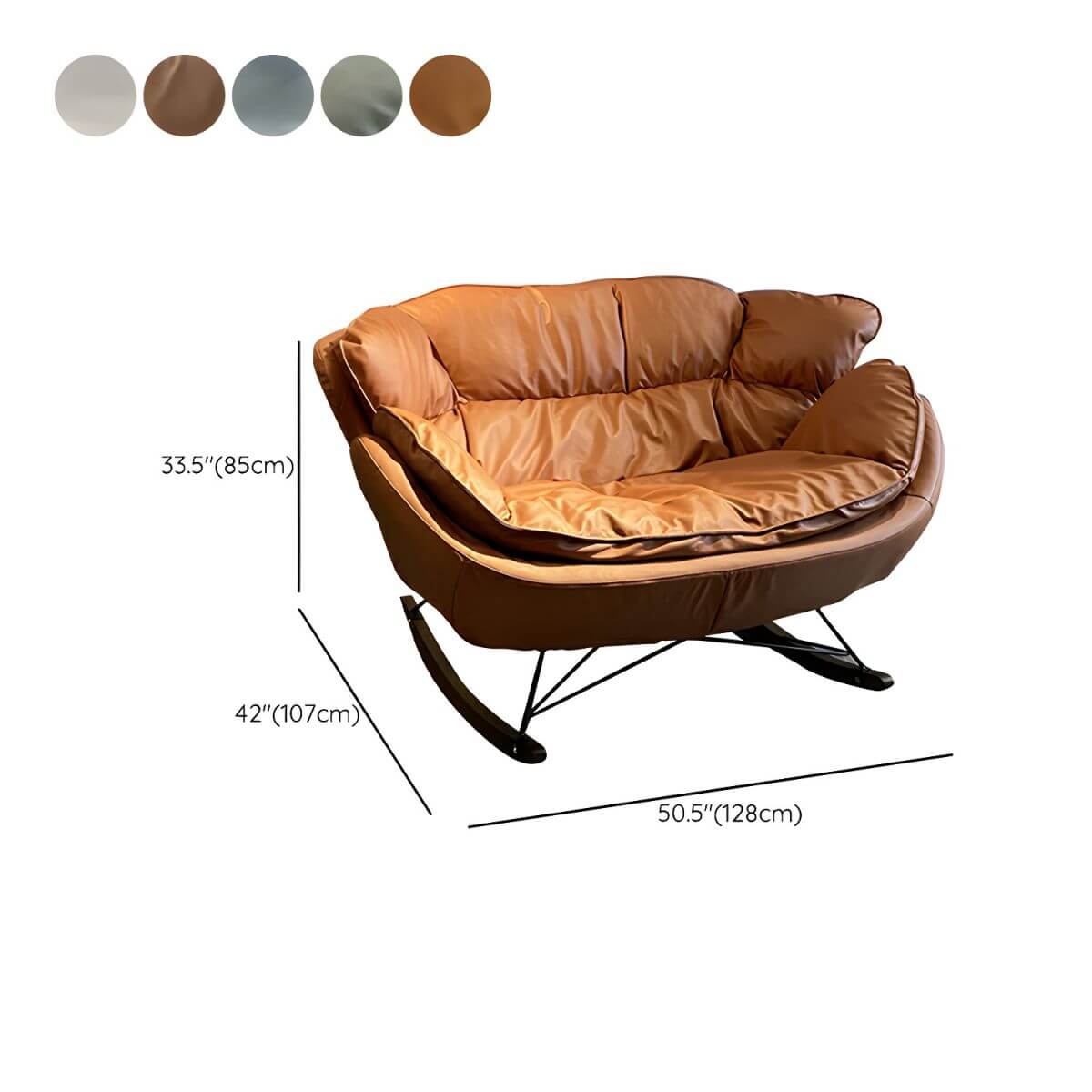Modern Indoor Rocking Chair with Black Upholstery - Non-Scratch Recessed Arm Design - Perfect for Living Room, Nursery & Relaxation