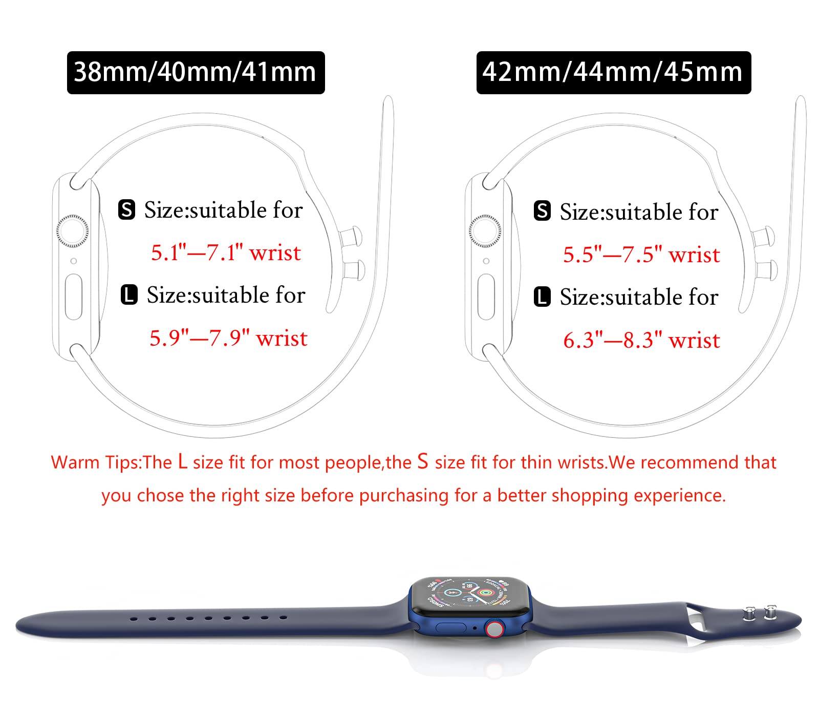 3 Pack Soft & Breathable Silicone Sport Bands Compatible with Apple Watch 38mm 40mm 41mm 42mm 44mm 45mm - Replacement Strap for iWatch Series SE/1/2/3/4/5/6/7/8 - Unisex Design with Secure Metal Buckles - Perfect for Workouts, Running & Everyday Wear