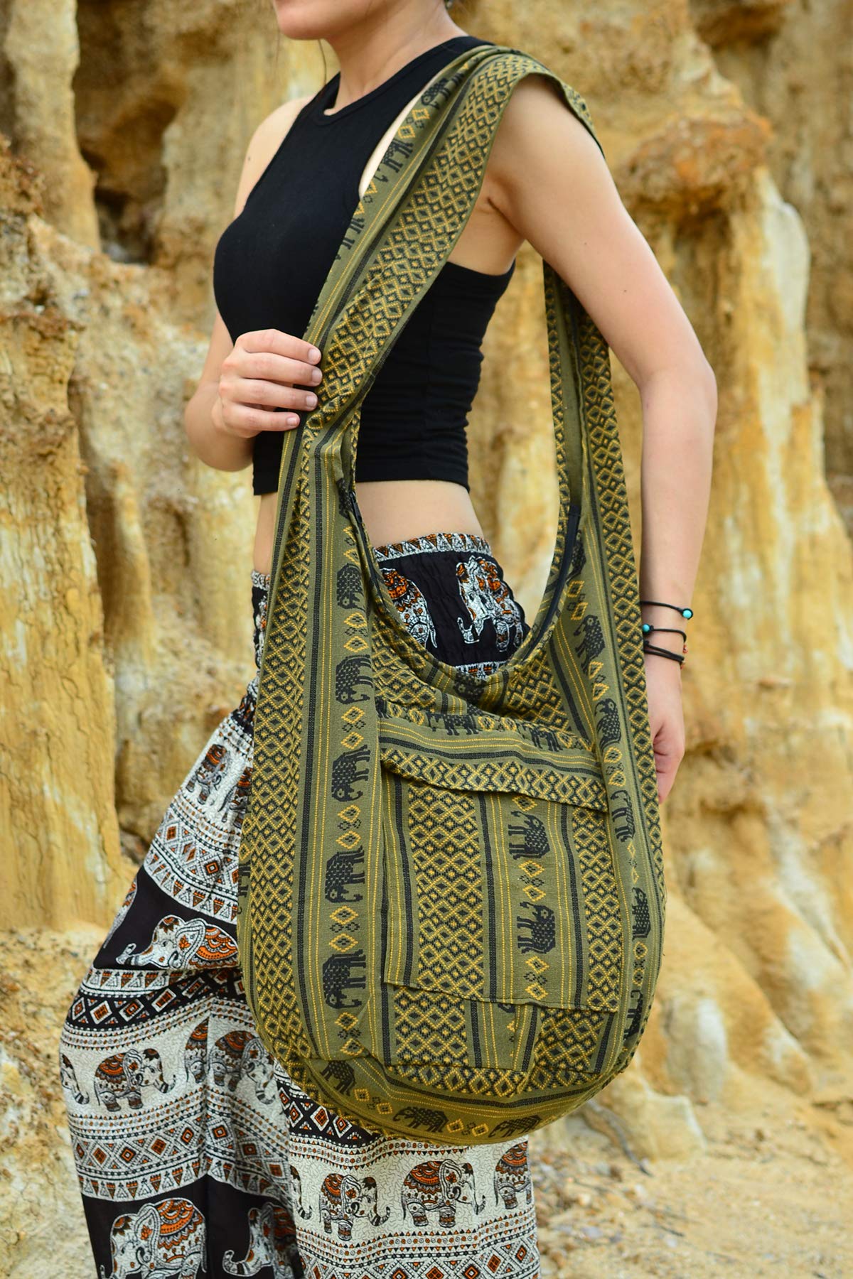 Stylish Unisex Boho Crossbody Handbag - Handmade Cotton Shoulder Bag for Men & Women | Perfect for Travel, Shopping & Everyday Use