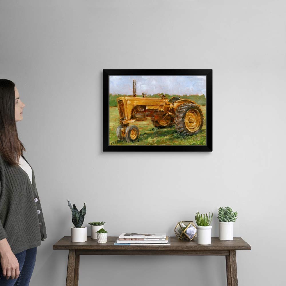 Rustic Tractors IV Black Framed Canvas Art Print - Farmhouse Decor, Agriculture Wall Art for Living Room, Bedroom & Office