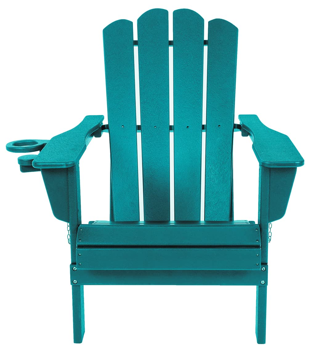 Extra Large Blue Folding Adirondack Chairs - HDPE Weather-Resistant Outdoor Patio Furniture for Deck, Backyard, Lawn & Garden - Perfect for Campfires, Poolside Relaxation & Outdoor Gatherings