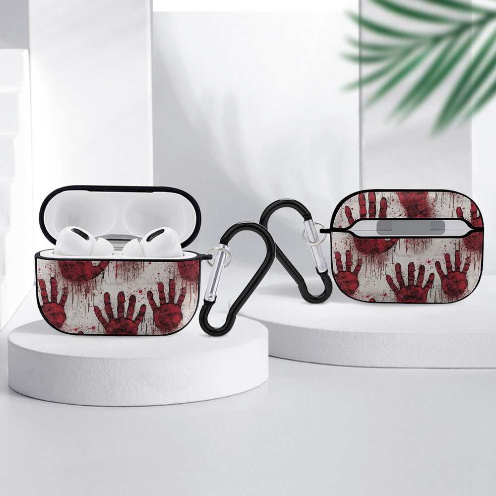 Bloody Hand Print Apple AirPods Pro Case Cover - Horror Halloween Protective Skin for AirPods Pro (2019-2023) - Perfect for Cosplay, Haunted Houses & Scary Movie Nights