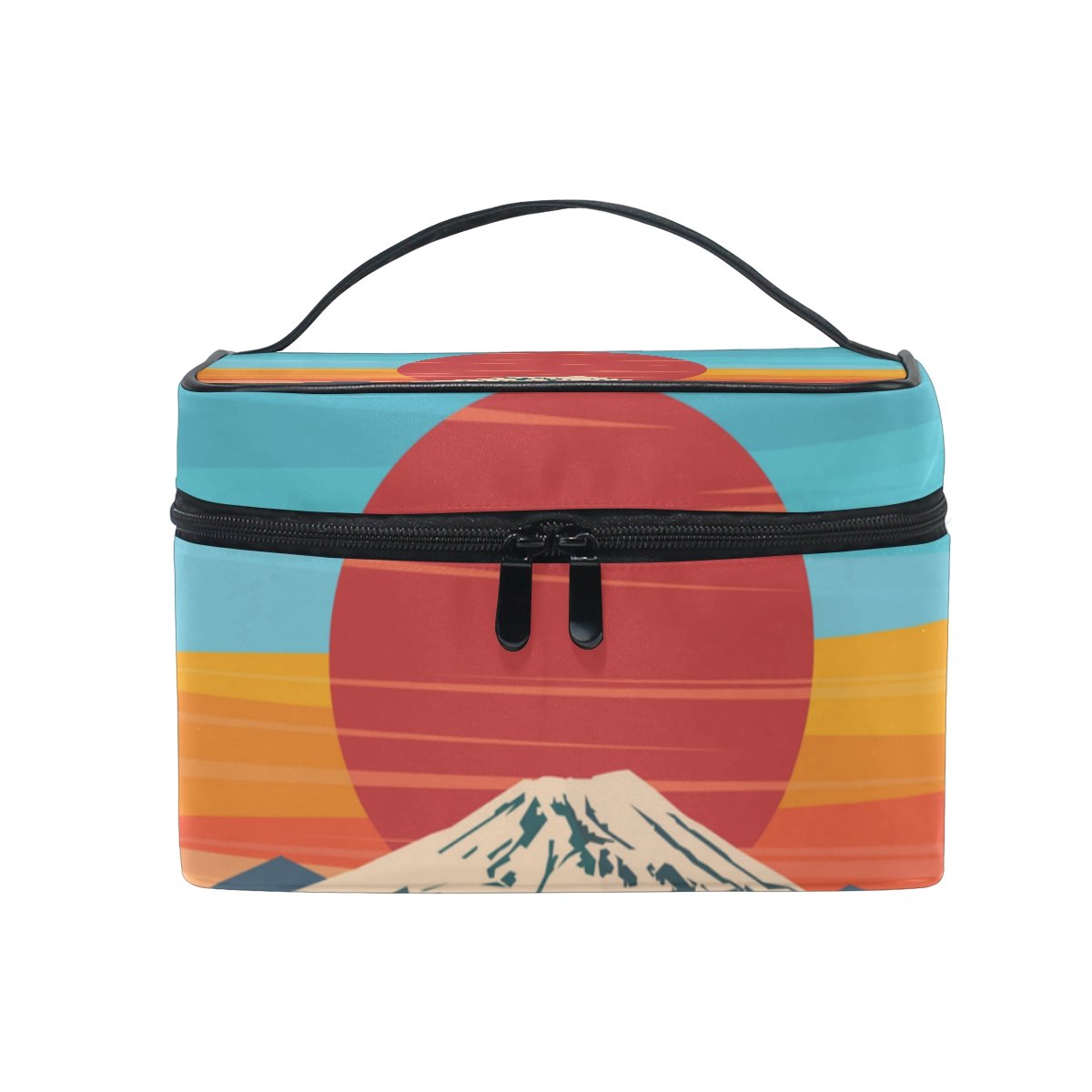 Fuji Volcano Cosmetic Bag for Women - Waterproof Travel Makeup Train Case with Storage Organizer | Perfect for Travel, Gym, and Daily Beauty Essentials Organization