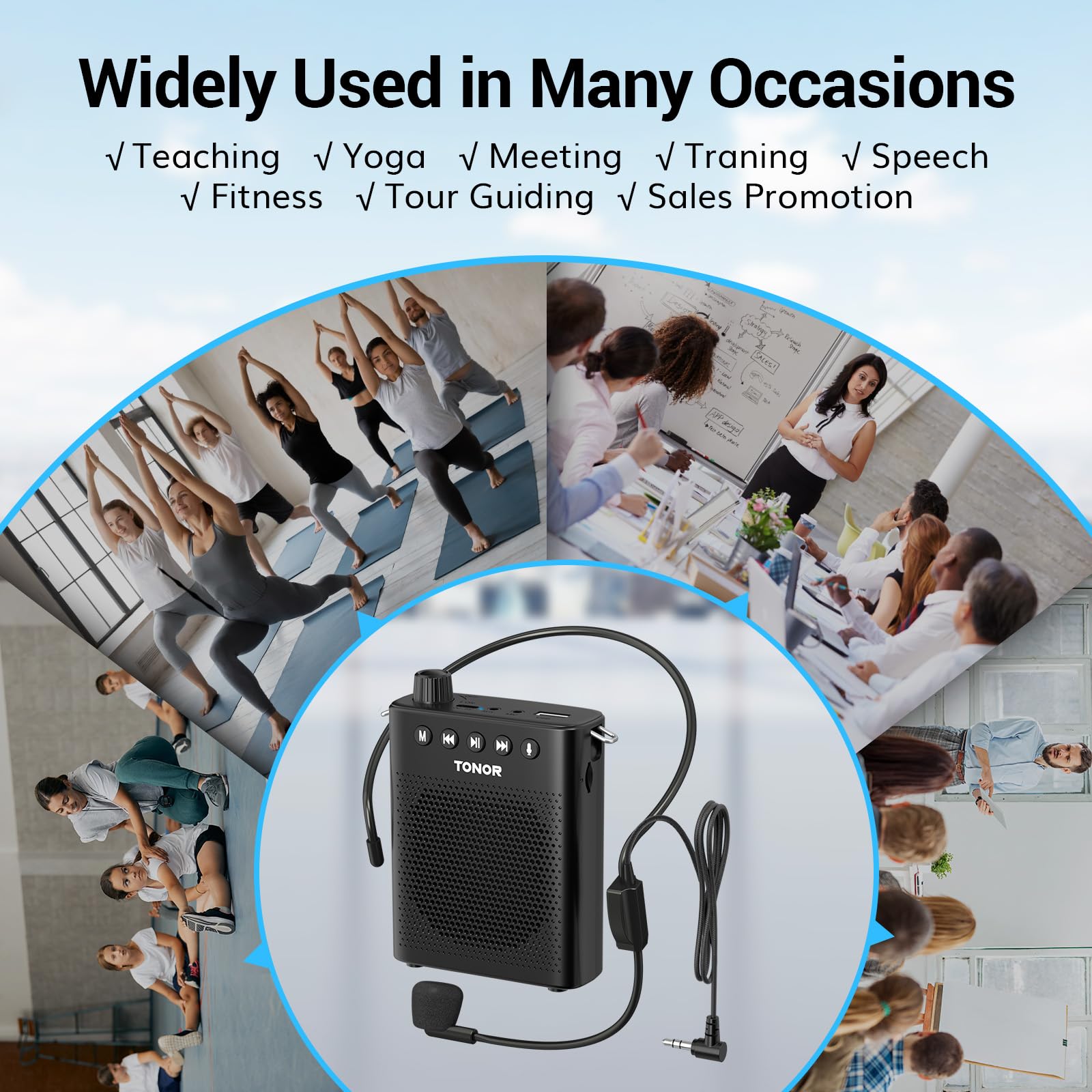 TONOR Portable Voice Amplifier with Wired Microphone - Rechargeable Mini PA System for Teachers, Tour Guides & Public Speaking | Ideal for Classroom, Yoga, Meetings & Outdoor Events (Model K10)